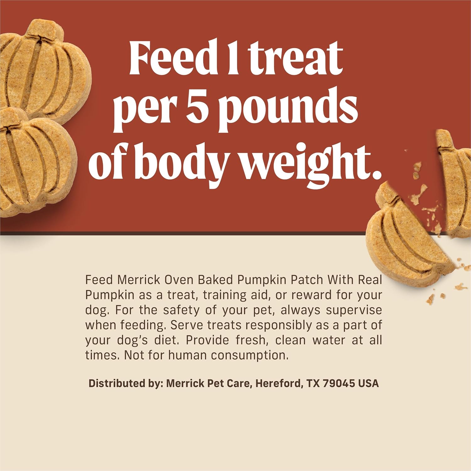 Merrick Oven Baked Dog Treats, Natural and Crunchy Bag of Treats, Pumpkin Patch with Real Pumpkin Snack