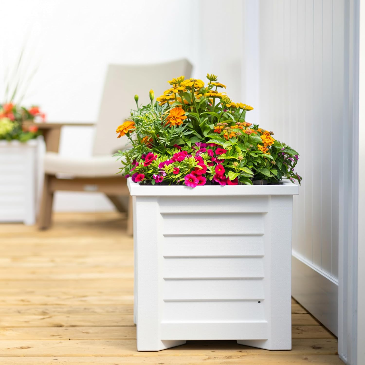 Mayne 5866-W Lakeland Square Patio Planter, 16x16, White