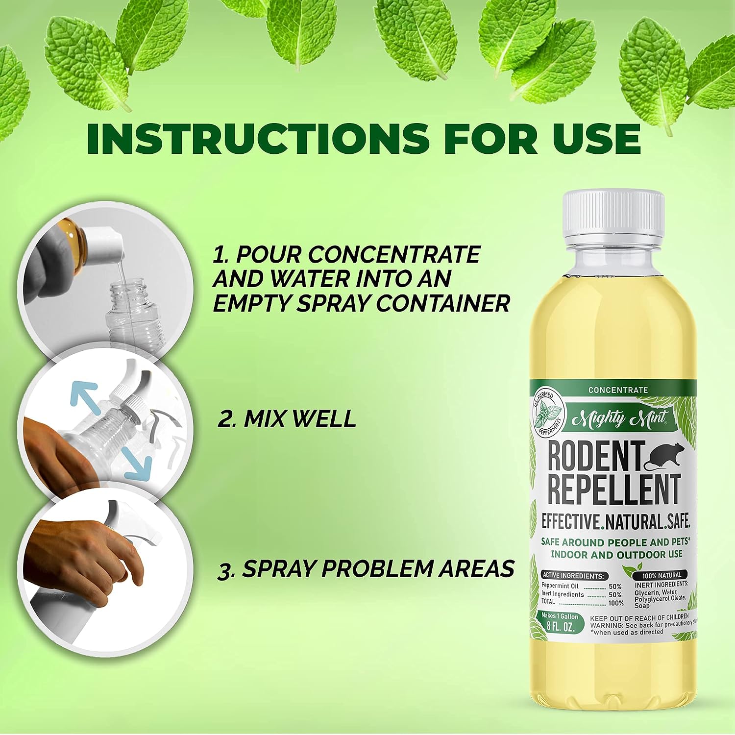 Mighty Mint Peppermint Oil Rodent Repellent Spray, 16 oz