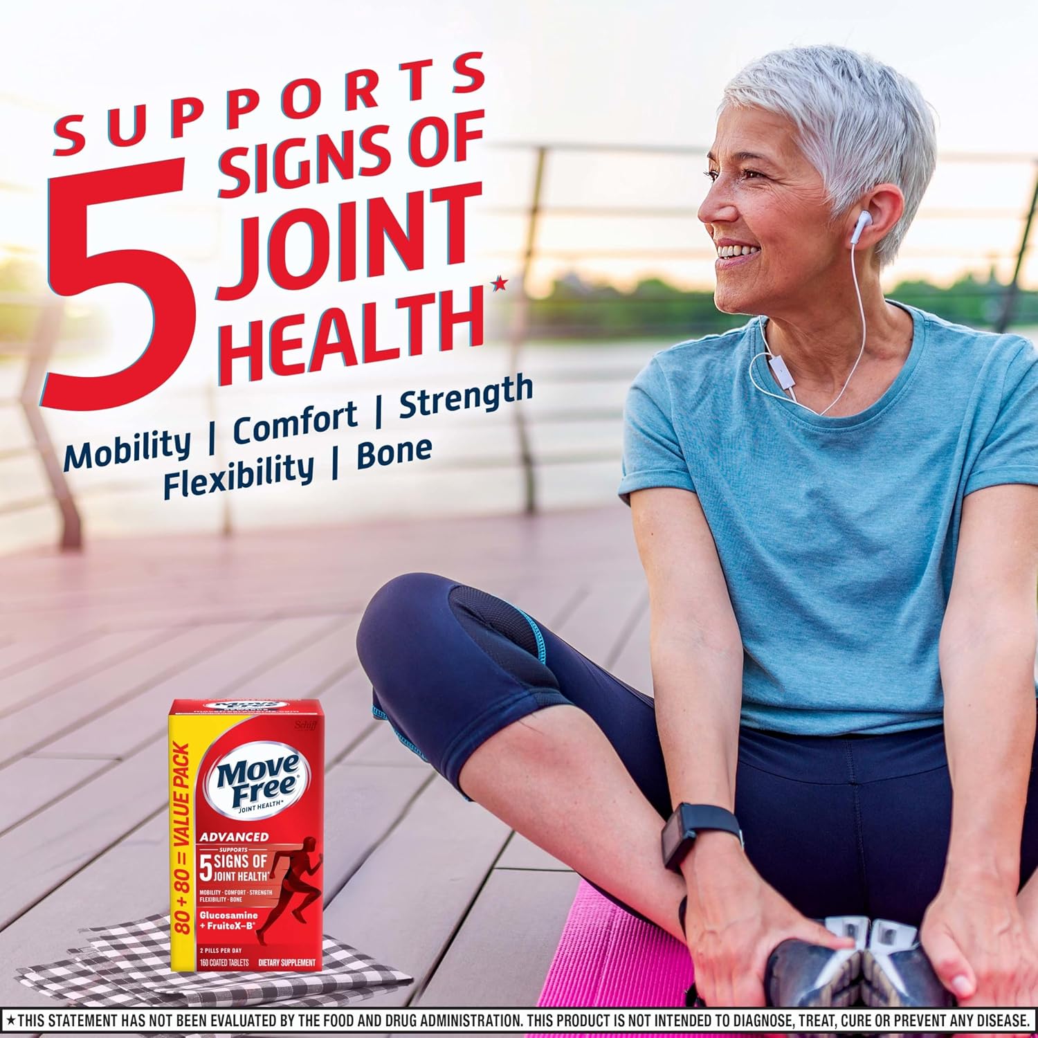 Move Free Advanced Glucosamine Chondroitin + Calcium Fructoborate Joint Support Supplement