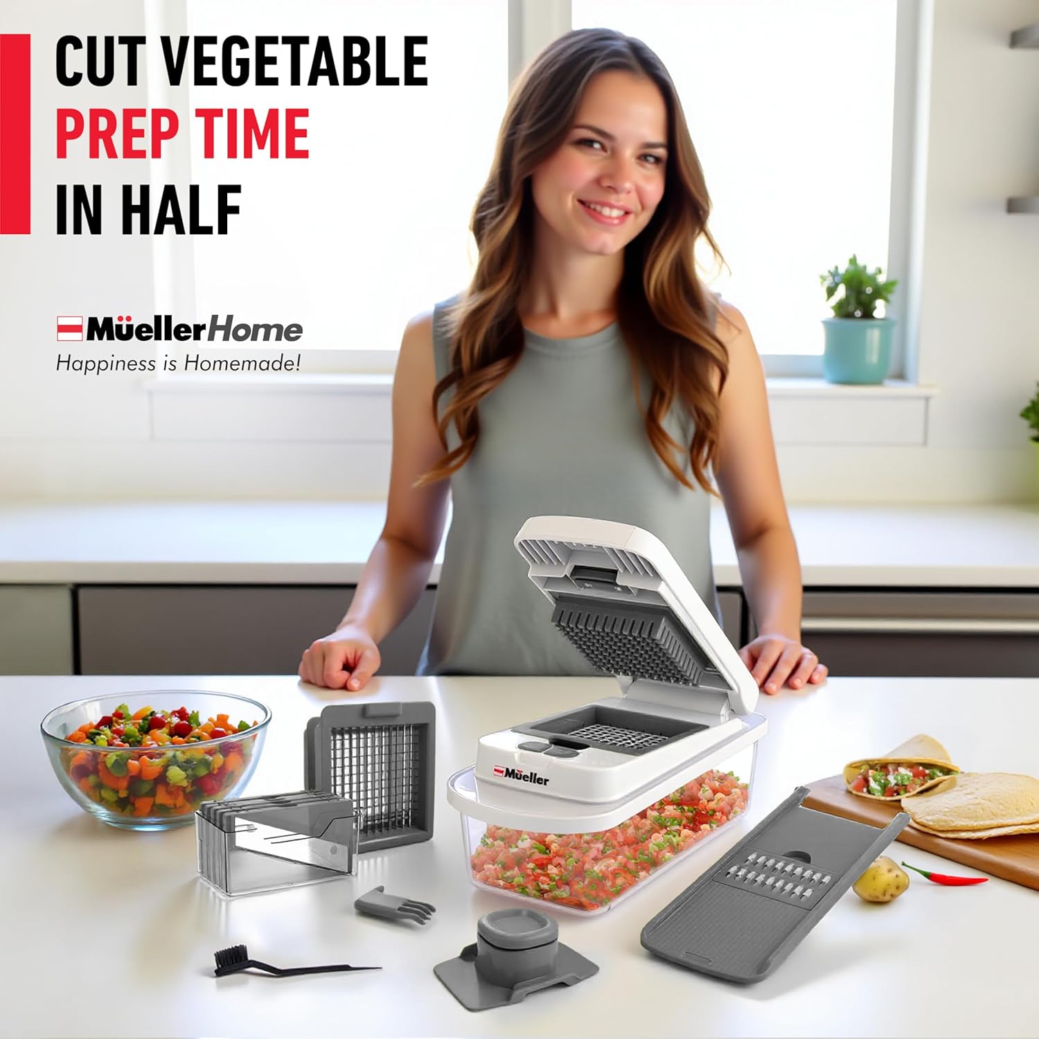 Mueller The Real Original Pro Vegetable Chopper & Mandoline Slicer, 10-in-1