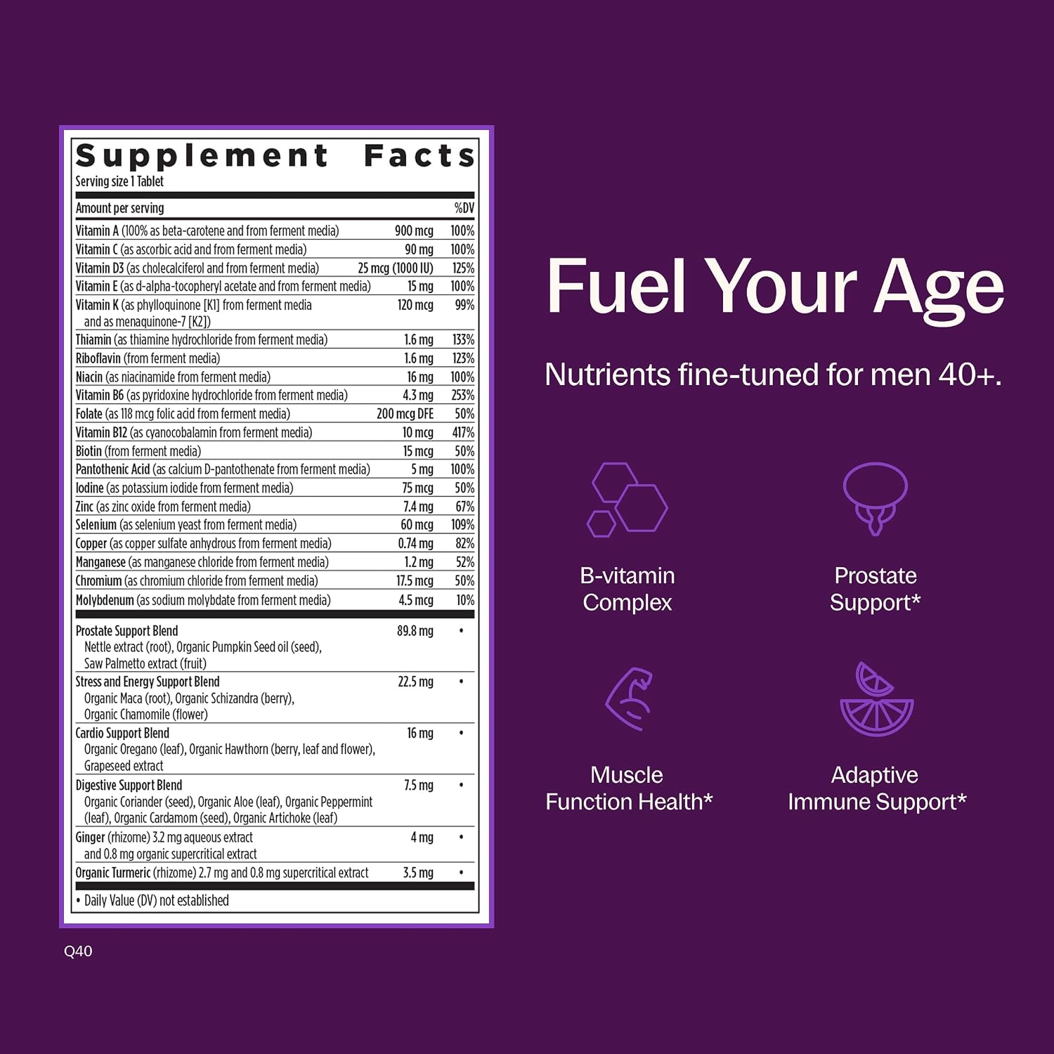 New Chapter One Daily Every Man's Multivitamin 40+ - Offers Eyesight, Immune System & Cellular Energy Support* - Contains Vitamin C, Saw Palmetto & More - Gluten Free & Vegetarian - 96 Tablets