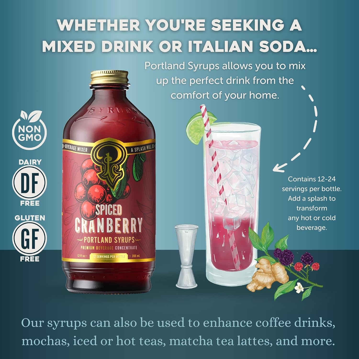 Portland Syrups Marionberry Syrup for Cocktails, 12 oz, 12 Servings