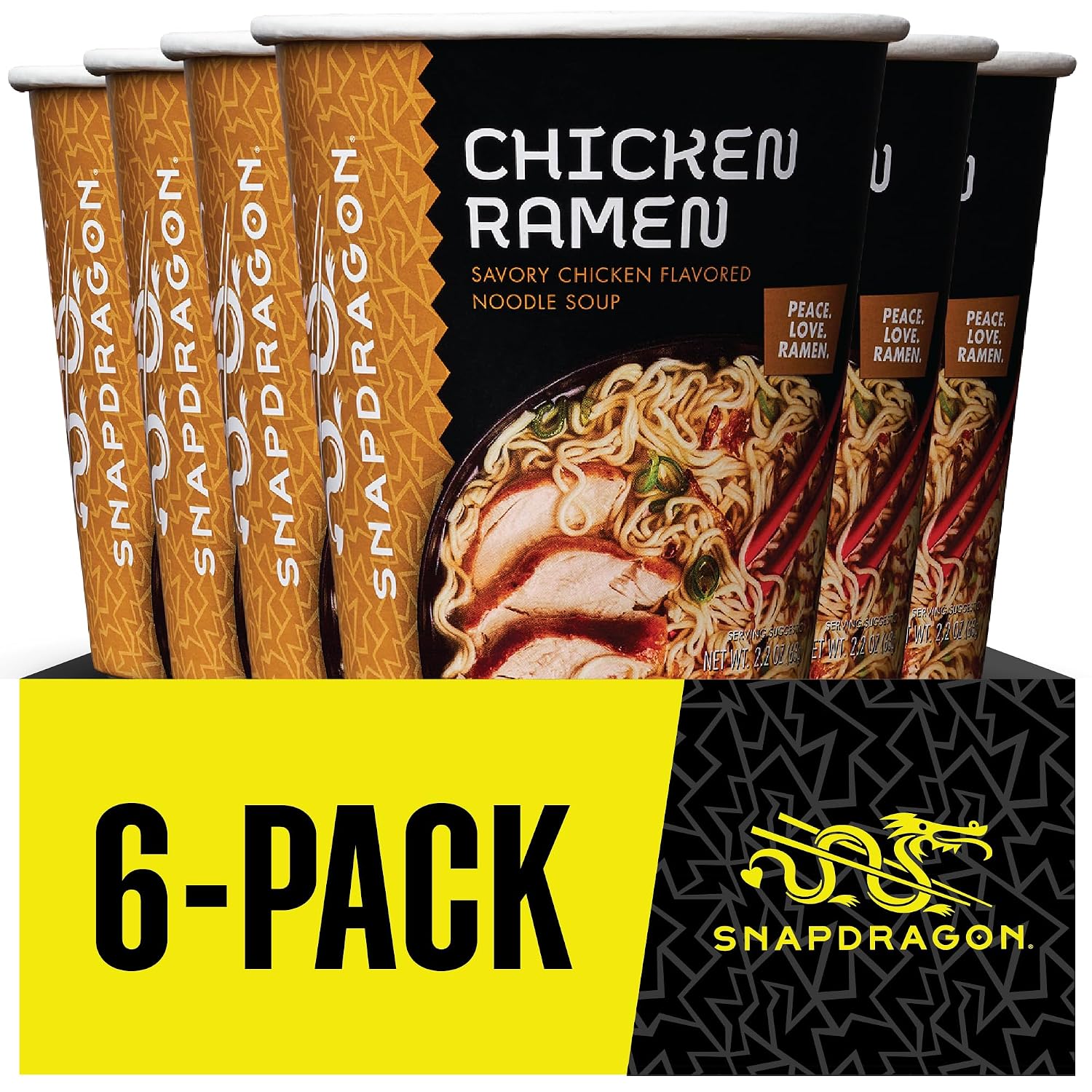 Snapdragon Miso Ramen Cup Noodles - 6 Pack Instant Ramen Bowl with Authentic Wheat Noodles, Soup Sauce Base