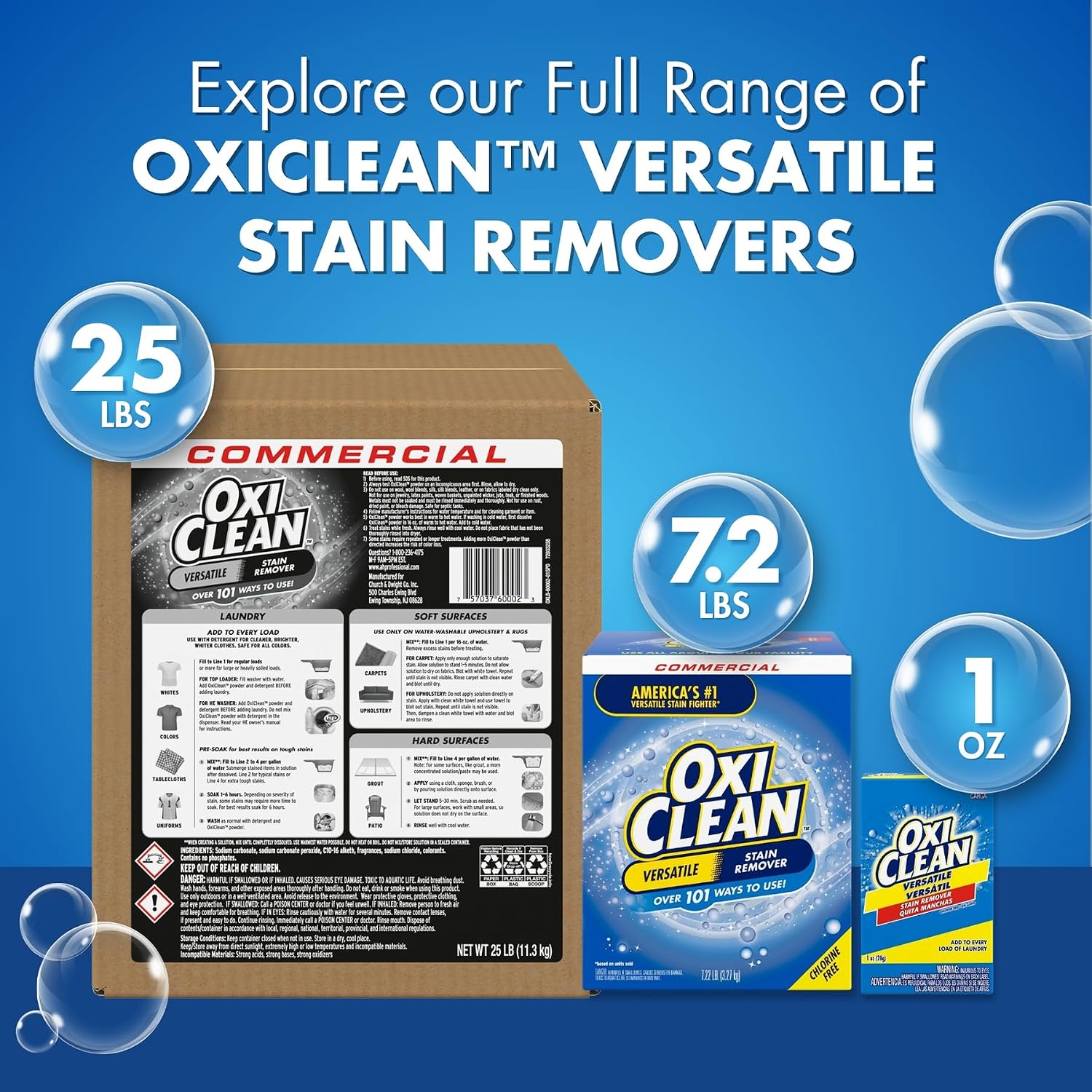 OxiClean Versatile Stain Remover Professional, 7.22 LB Box (Pack of 4) 156 Loads