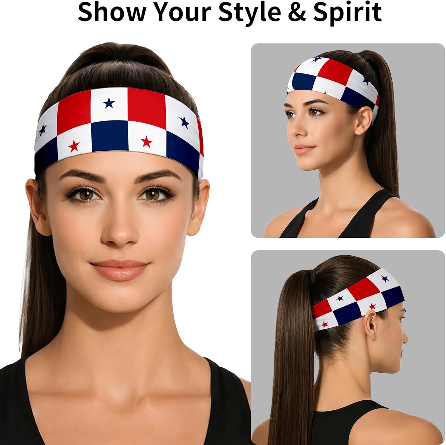 Sports Headband for Women Men,Flag Pattern Workout Head Band,Sweat Bands,Women Running Cycling Yoga Fitness,WorkoutSports Gift