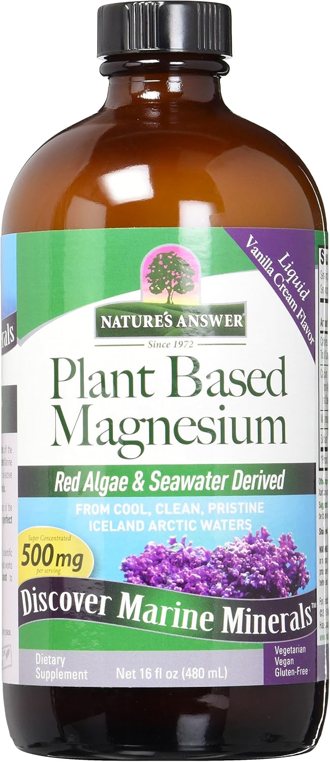 Nature's Answer Marine Based Magnesium, Super Concentrated 500mg | Plant Based | Red Algae & Seawater Derived | Alcohol-Free & Gluten-Free | Vegetarian Capsules 90ct