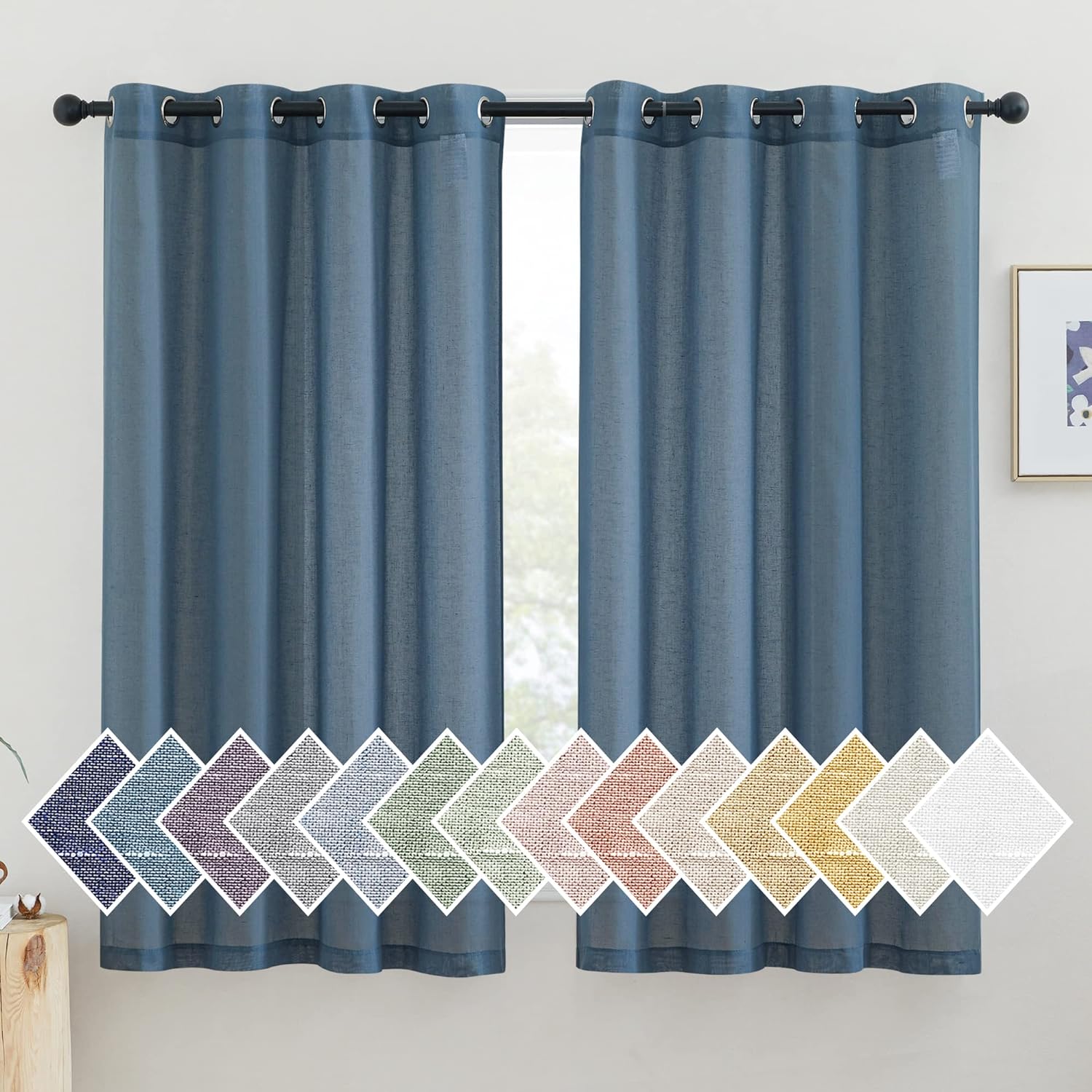 NICETOWN Linen Curtains Semi Sheer Bedroom Window Curtains