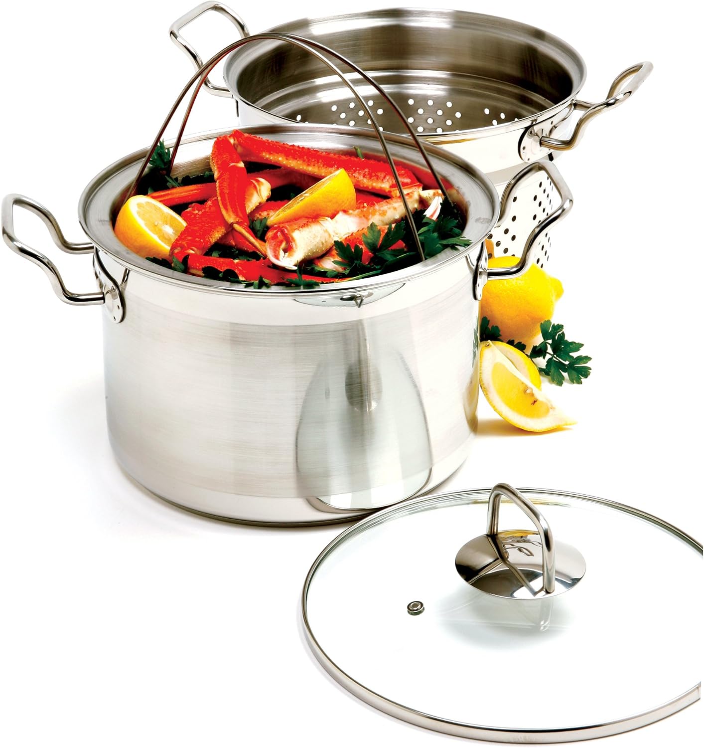 Norpro 8-Quart Krona Stainless Steel Steamer Cooker, 4 Piece Set