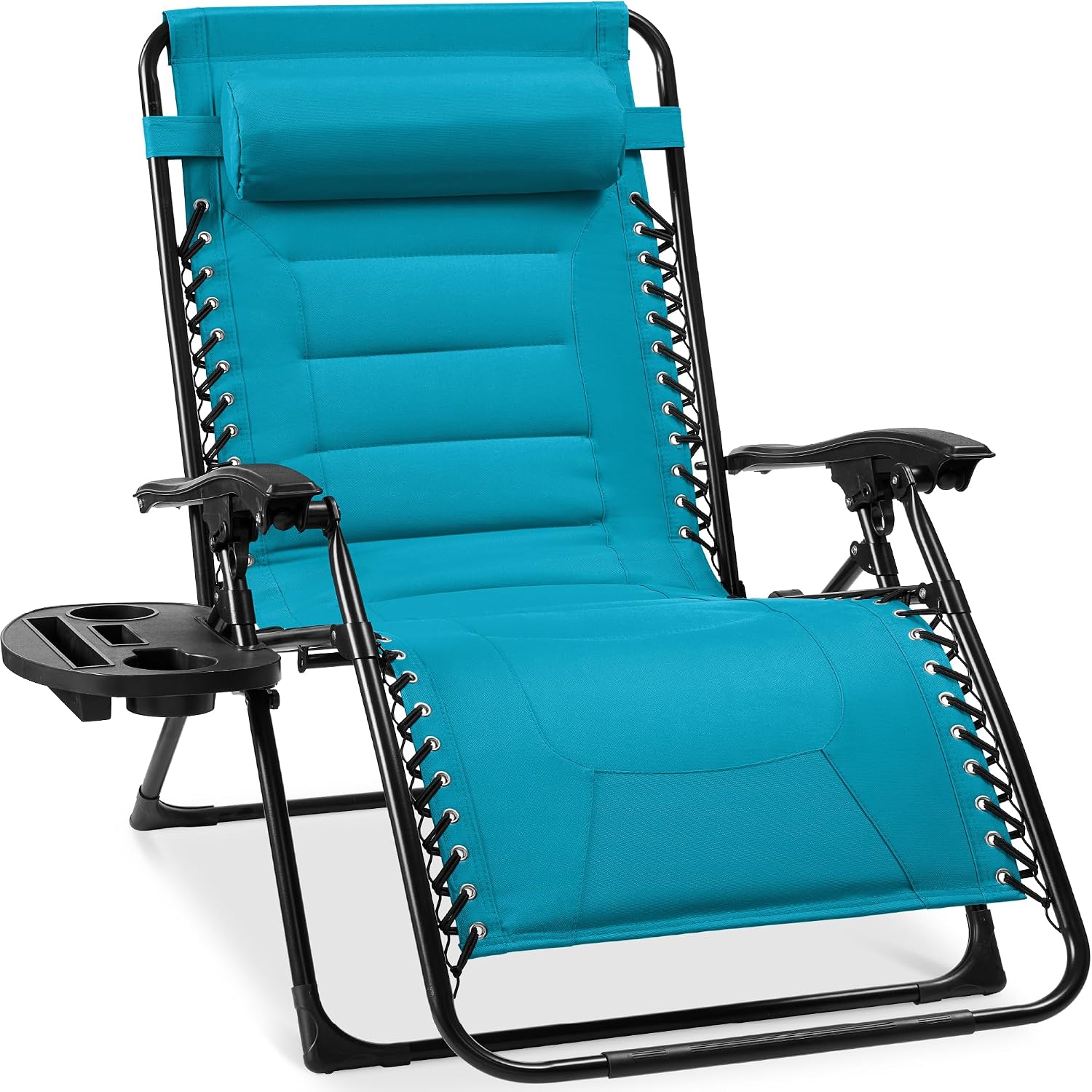 Best Choice Products Oversized Padded Zero Gravity Chair, Folding Outdoor Patio Recliner, XL Anti Gravity Lounger for Backyard w/Headrest, Cup Holder