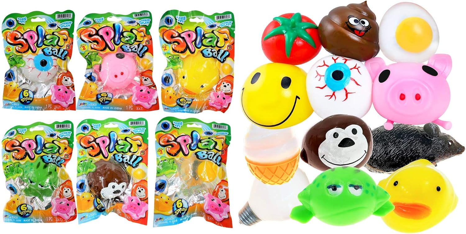 JA-RU SPLAT Ball Sticky & Stretchy (Pack of 6 Assorted) Sensory 5303-6p p