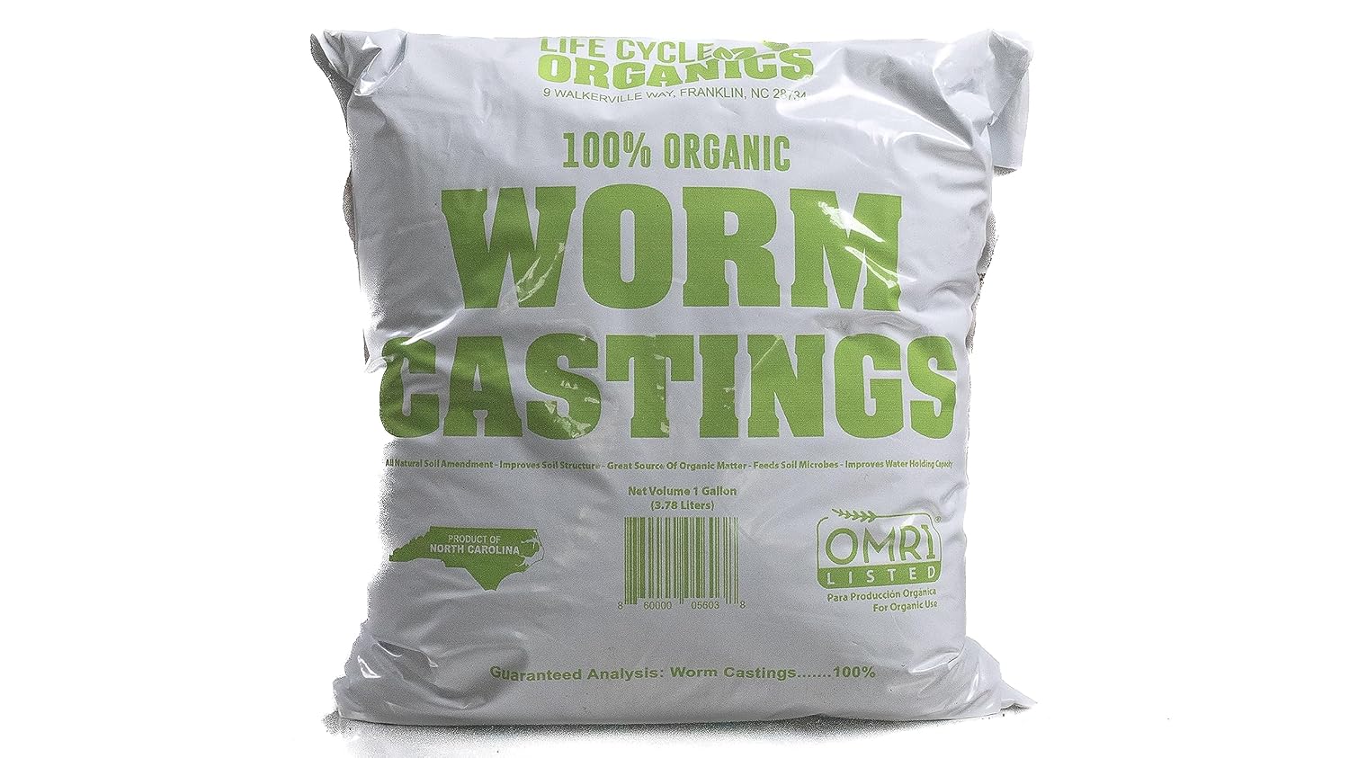 100% Organic Worm Castings 1 Gallon (approximatly 6lbs)