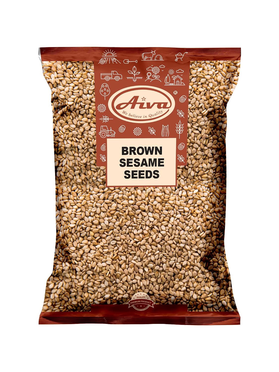Aiva Sesame Seeds Brown | Sesame Seeds Whole | Hulled Sesame Seeds - (5 LB) – Whole Unhulled Seeds for Cooking, Baking, and Garnishing