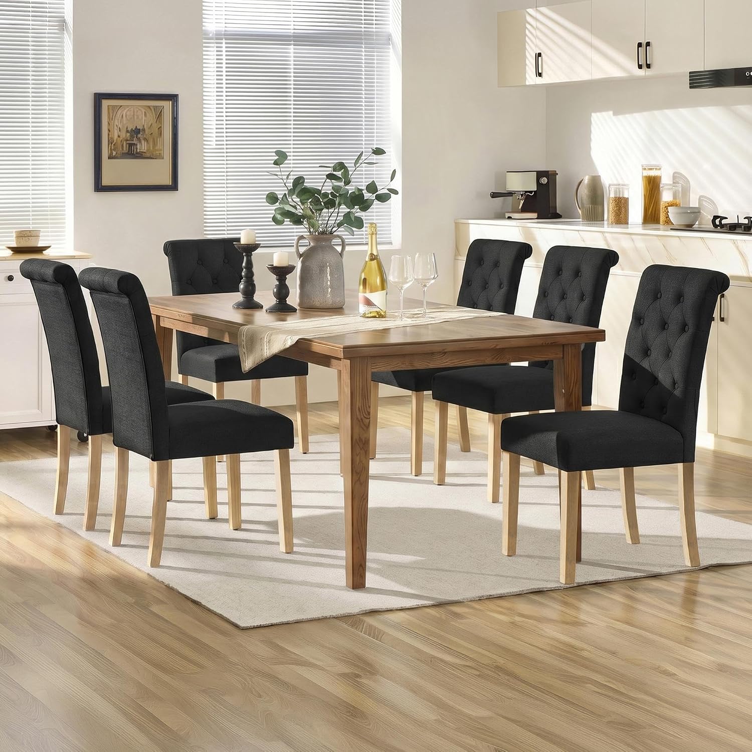 Yaheetech Dining Chairs Set of 2 Modern Upholstered Parson Chairs Dark Gray