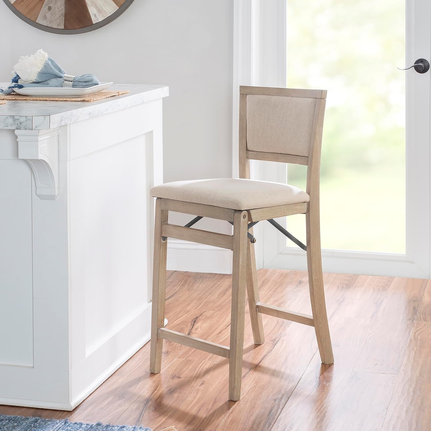 Linon Keira Pad Back Folding Bar Stool