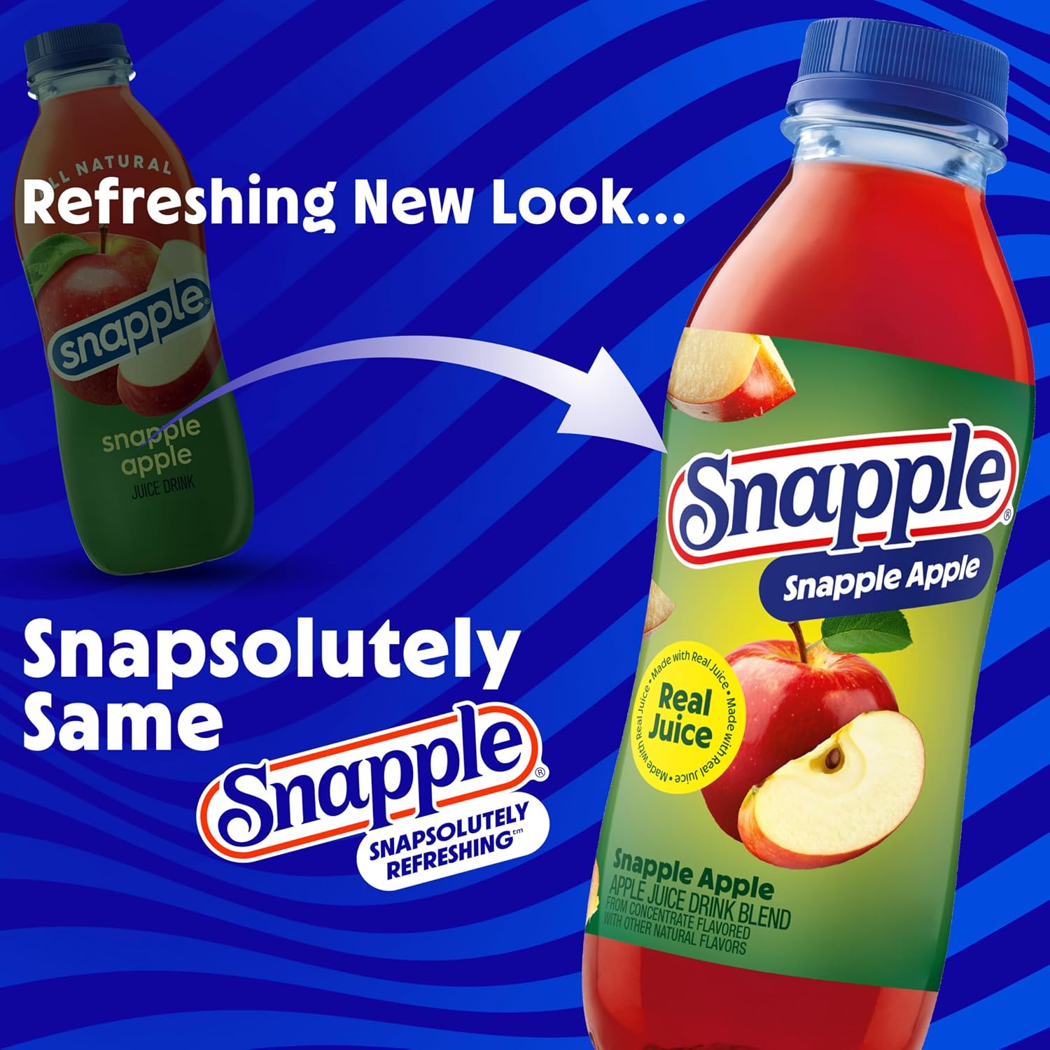 Snapple Apple Juice Drink, 16 Fl Oz Recycled Plastic Bottle, All Natural, No Artificial Flavors Or Sweeteners, Gluten-free, Contains 10% Real Juice 12 Pack