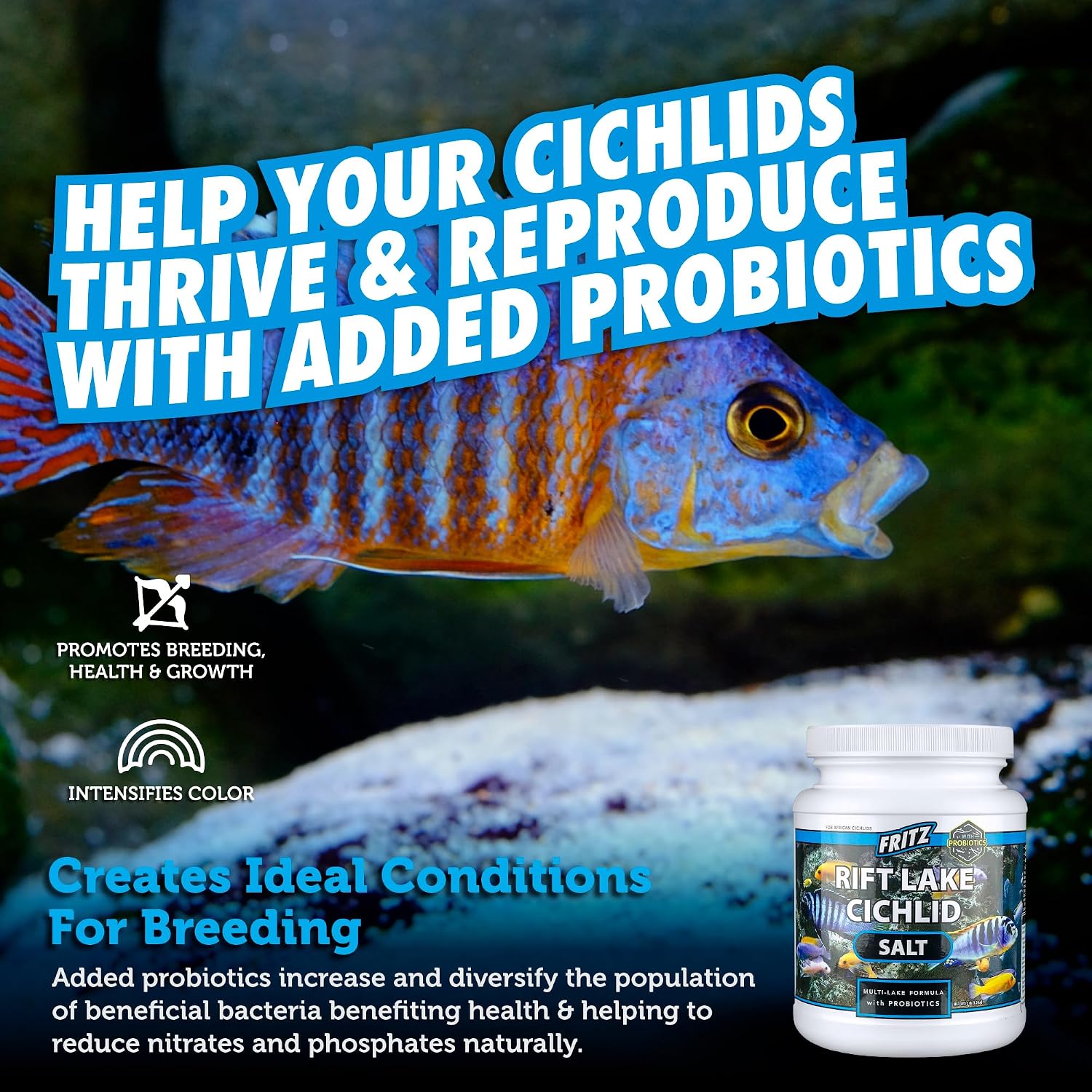 Fritz Aquatics Rift Lake Cichlid Salt Multi-Lake Formula with Probiotics (3-Pound)