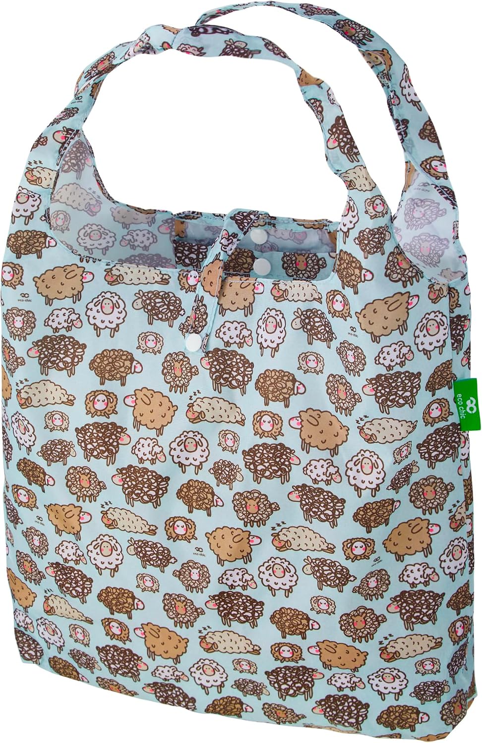 ECO CHIC Foldable Reusable Grocery Bags - Lightweight, Recycled & Reusable Shopping Bag - Waterproof Packable Tote