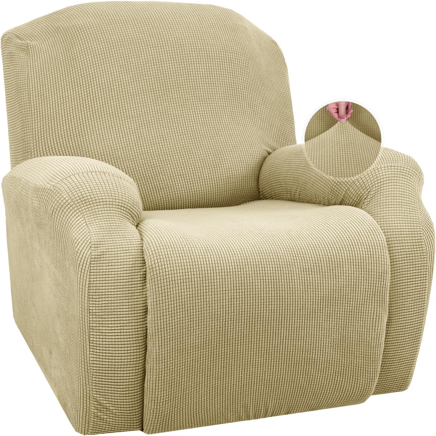 JIVINER Super Stretch Recliner Chair Covers 4 Pieces Sofa Slipcover for Reclining Chair Spandex Soft Recliner Slipcover with Pockets Recliner
