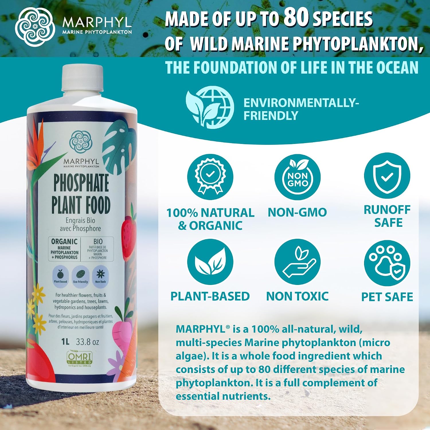 MARPHYL All-Purpose Plant Food – Organic Nutrient-Rich Fertilizer & Soil Enhancer for Indoor & Outdoor Flowers, Vegetables, Succulents, Bamboo & Hydroponics