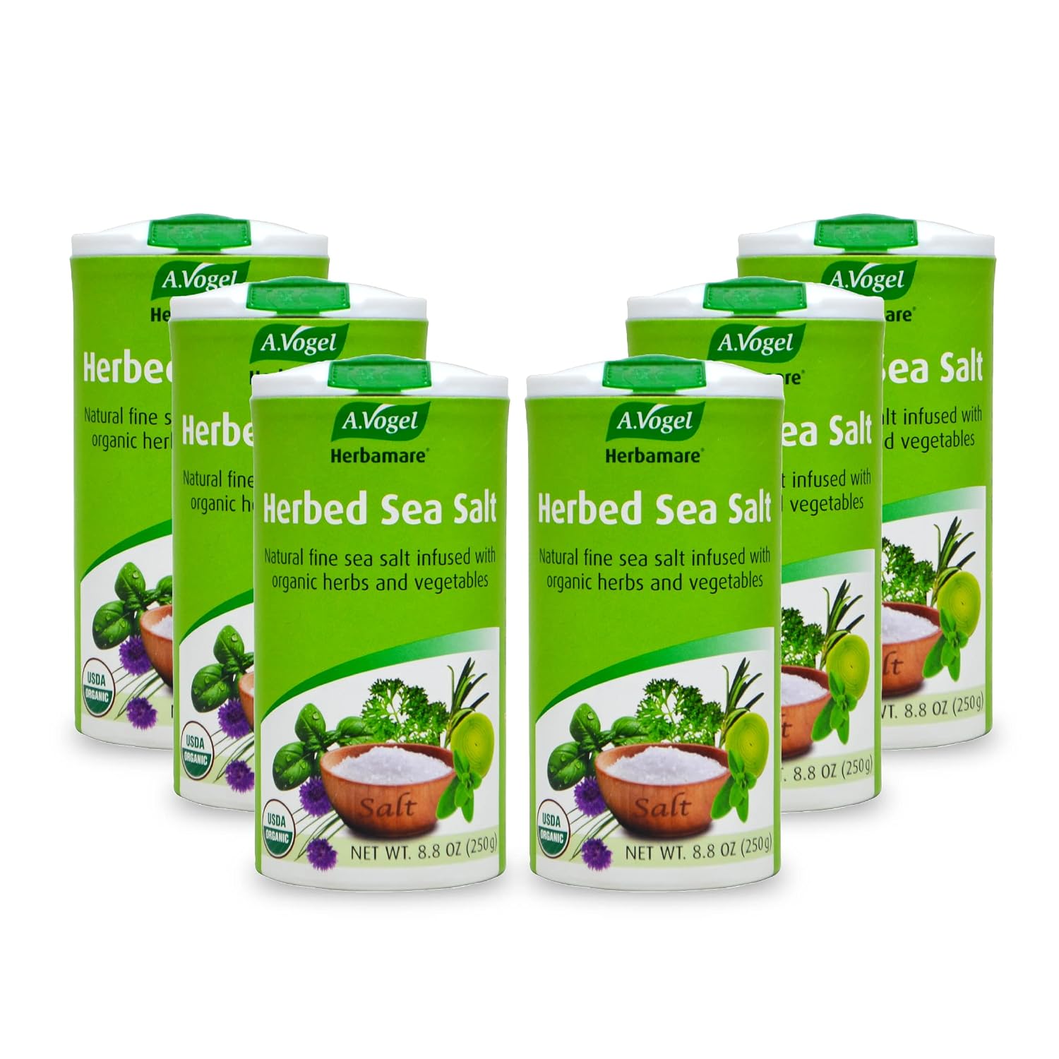 A. Vogel Herbamare Organic Seasoning Salt 8.8Oz. 6 Per Case | 33% Less Sodium - Infused with 12 Herbs & Vegetables - No Artificial Flavors or Preservatives - Keto & Paleo Friendly