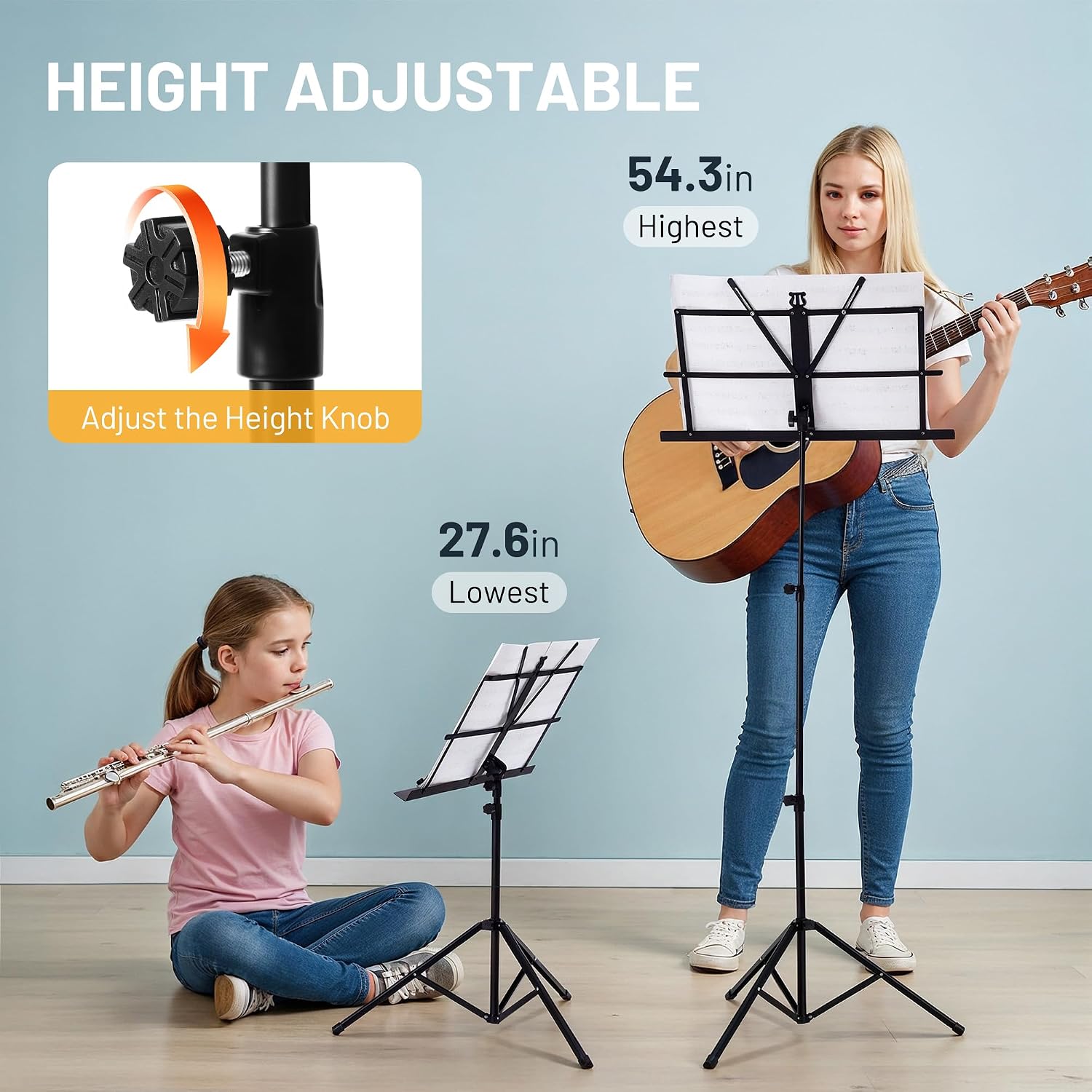 CAHAYA Sheet Music Stand Portable Folding Dual Use Desktop Book Holder