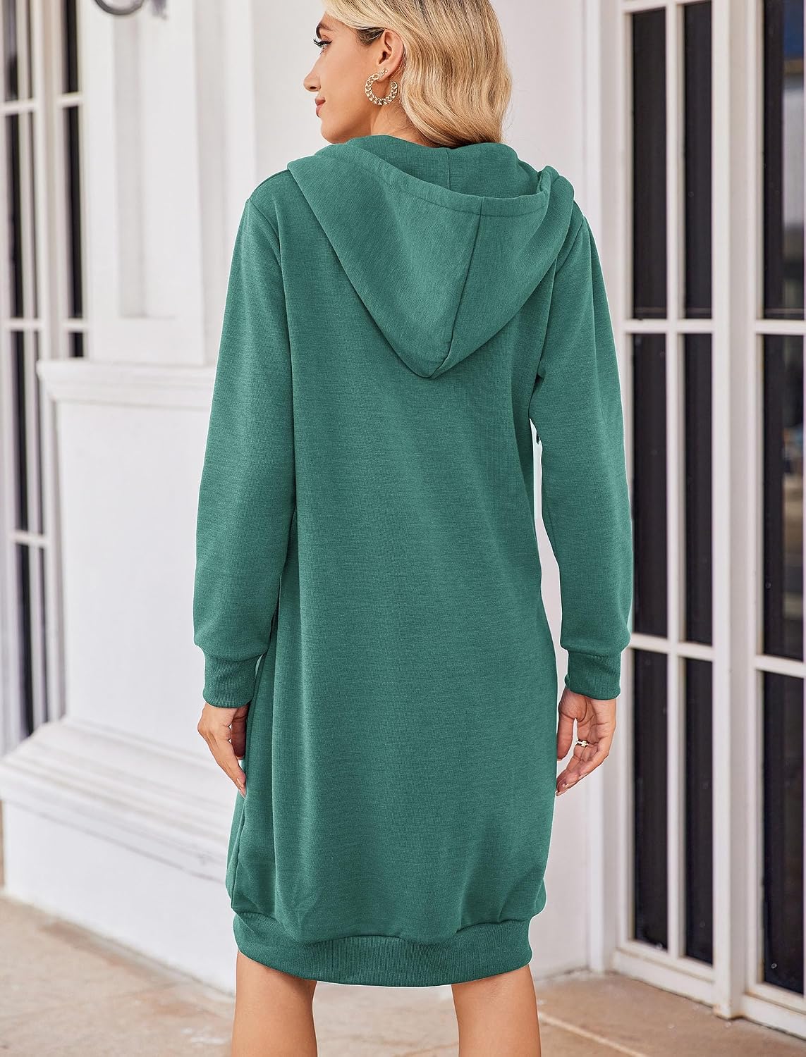 ELESOL Women Casual Zip up Fleece Hoodies Tunic Sweatshirt Long Jacket