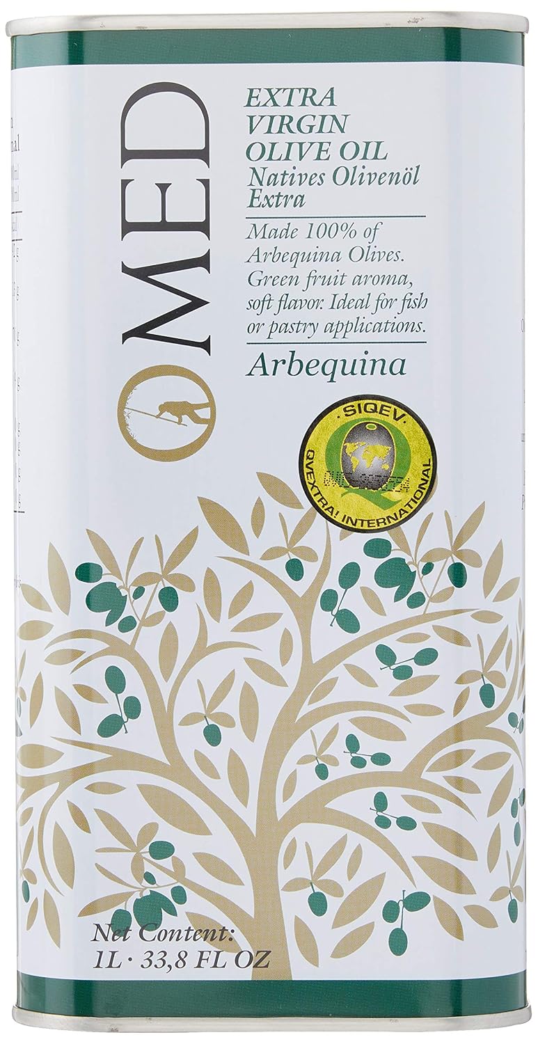 O-Med Arbequina Extra Virgin Olive Oil - 1000 ML (33.8 Fl Oz)
