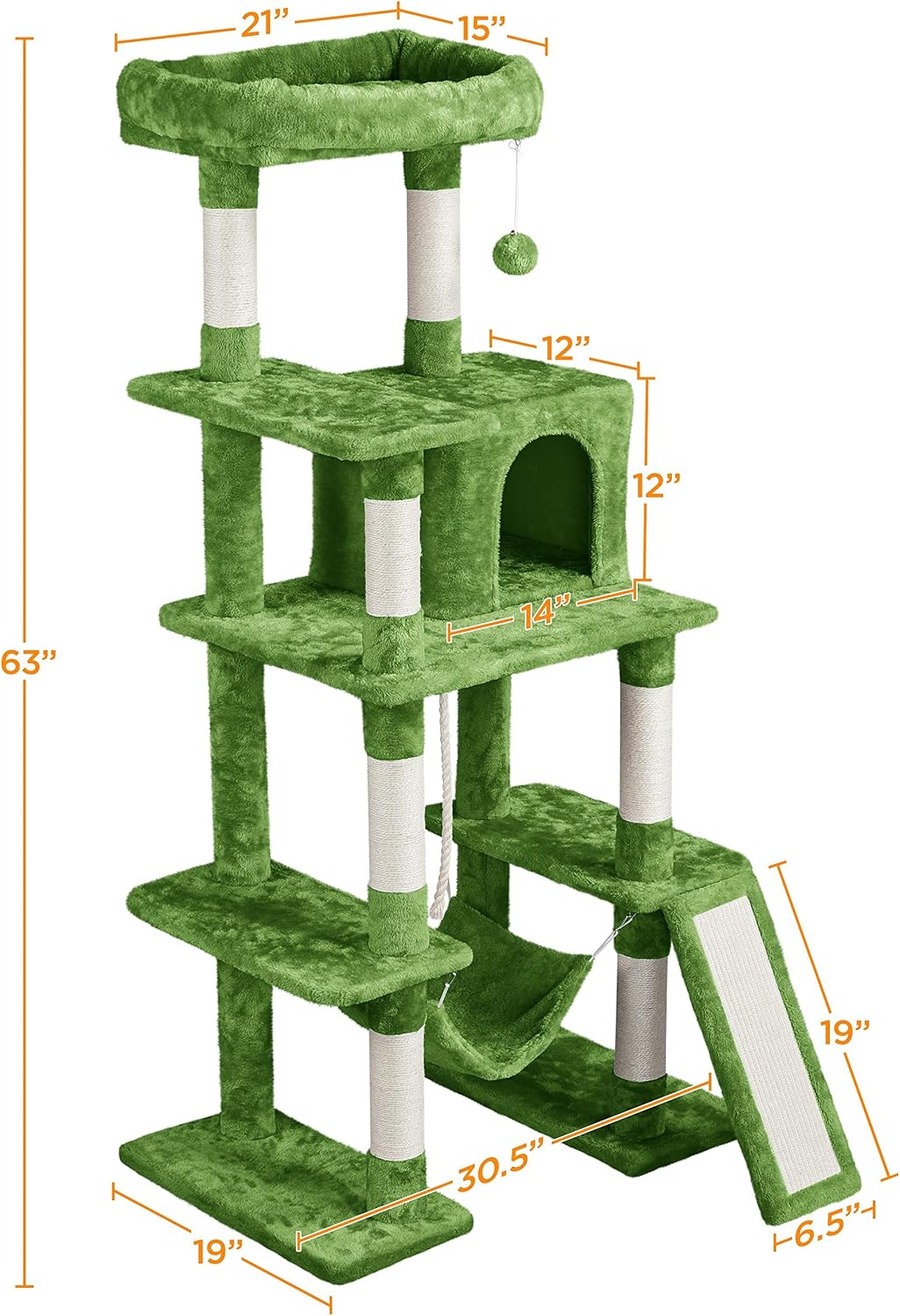 Yaheetech 63in Sturdy Large Cat Tree for Indoor Heavy Cats, Tall Tower