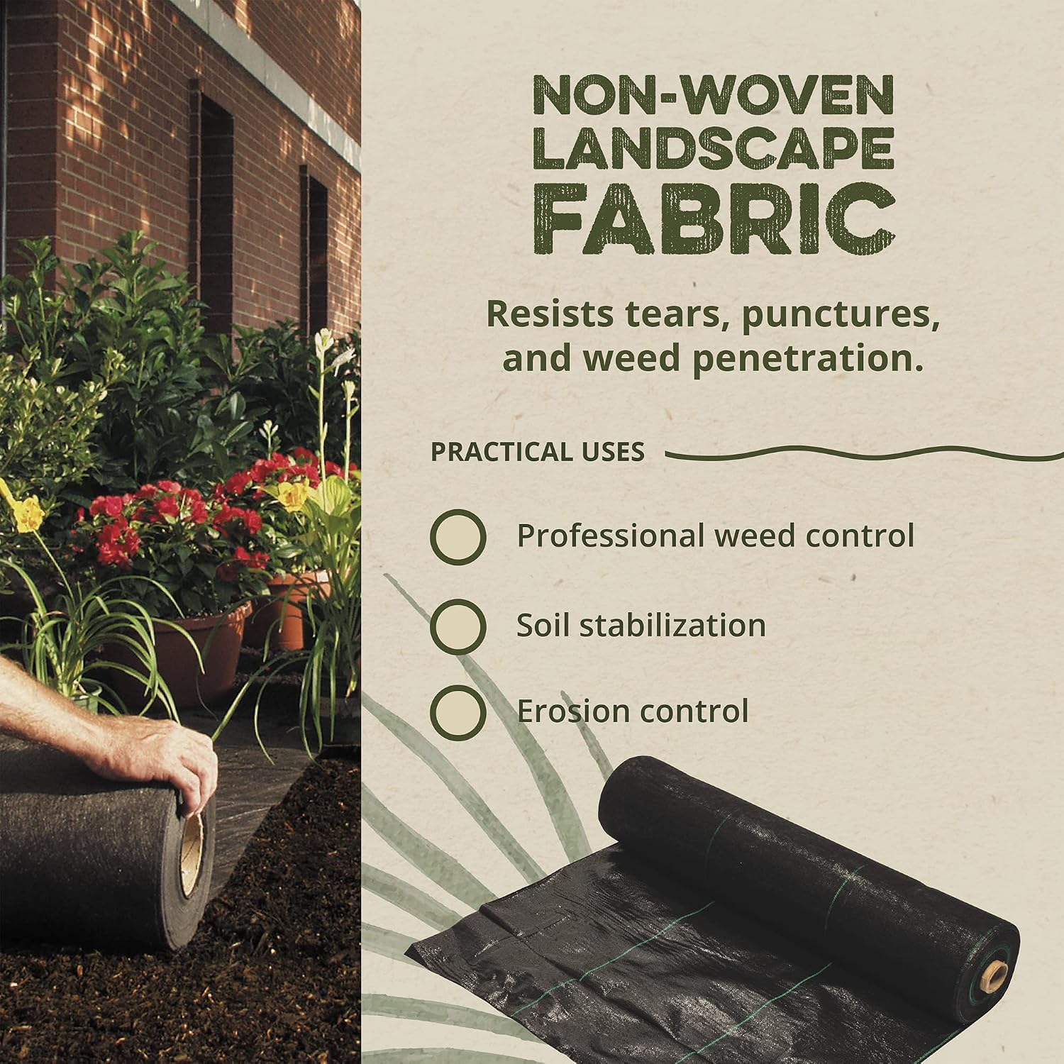 Dewitt Professional Max Weed Barrier Fabric 4.1 oz, Black, 4 x 250 Feet – Heavy-Duty Weed Control and Ground Cover for Gardens, Beds, Mulch, Outdoor Landscaping, and Yard Areas
