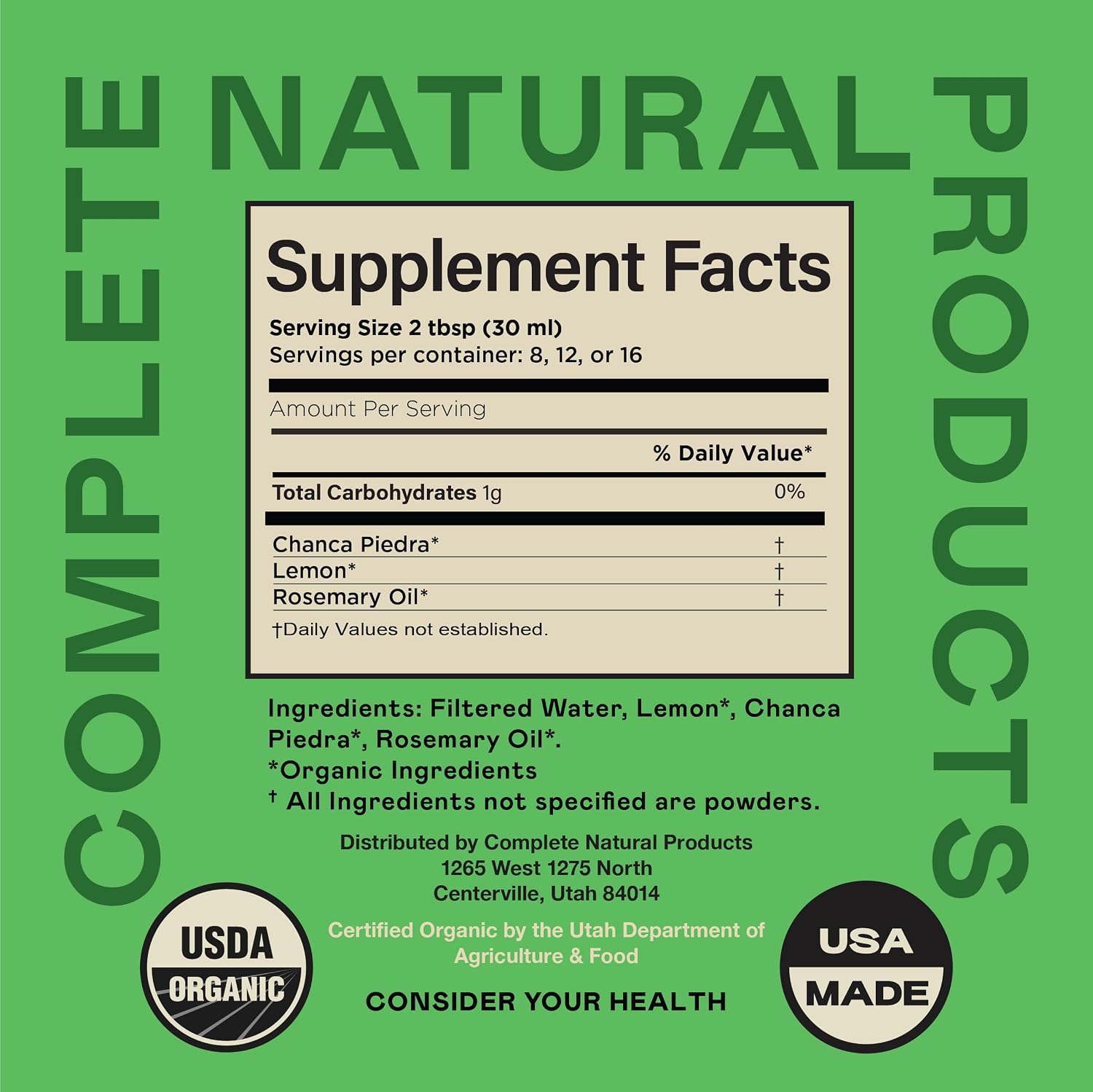 CNP | Chanca Piedra Organic Tincture 16oz - Stone Breaker, Kidney Support | Organic chanca piedra liquid extract for kidney cleanse support, stone breaker routines, alcohol free tincture made in USA