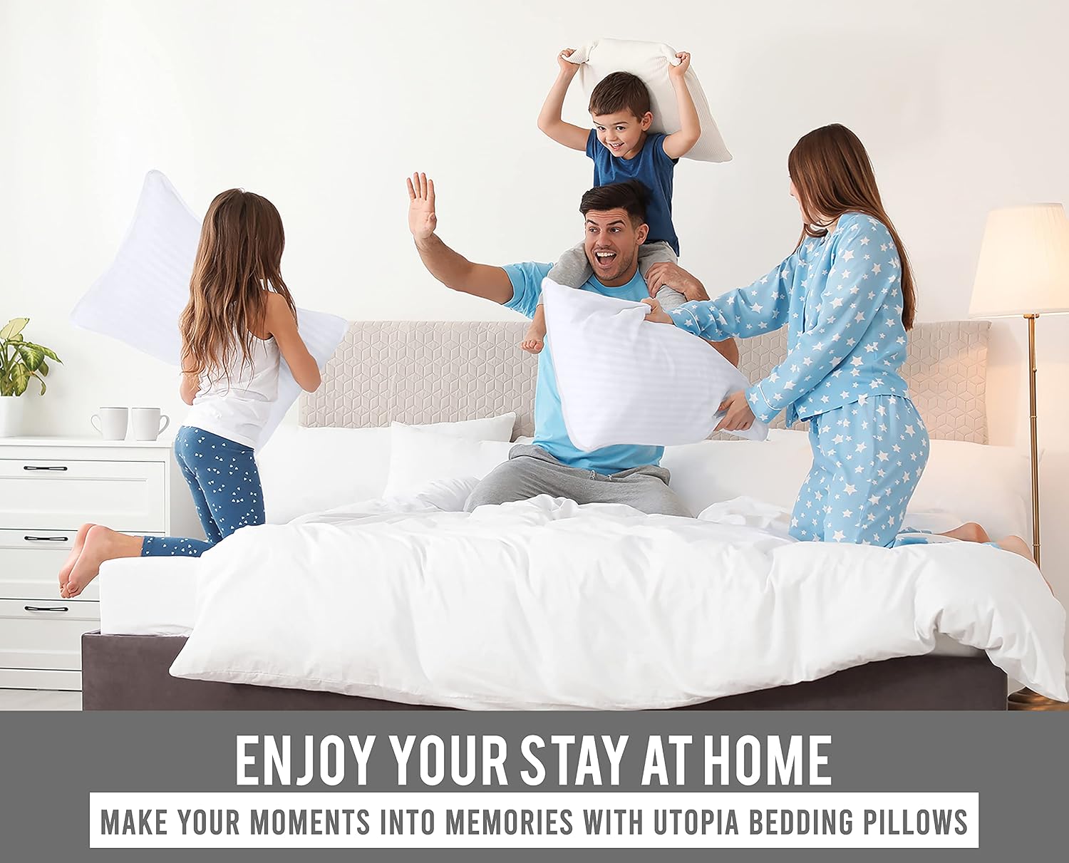 Utopia Bedding Hotel Bed Pillows for Sleeping, Pillows King Size Set of 2 | Down alternative pillows, cooling hotel quality, luxury comfort for back, side & stomach sleepers, Premium Stripes, White