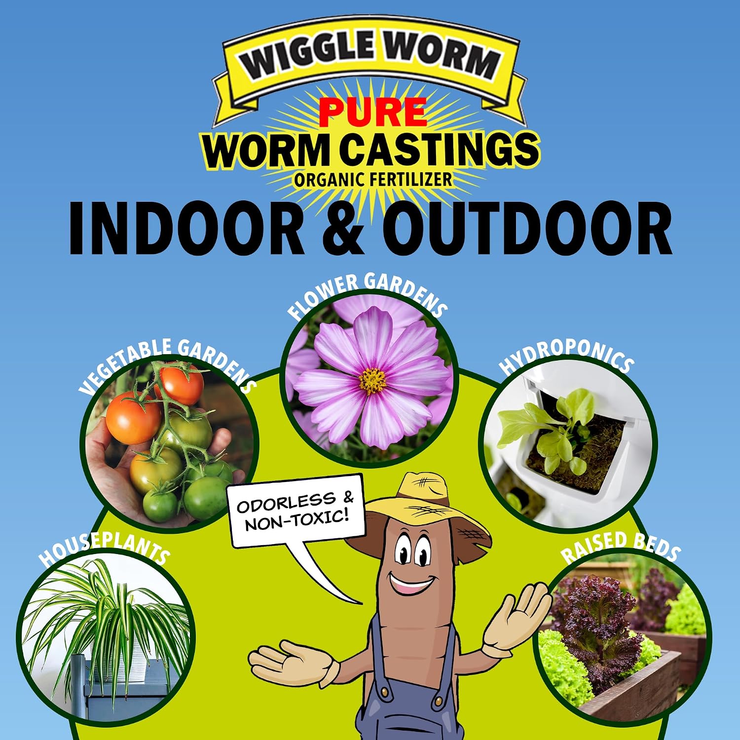 Wiggle Worm 100% Pure Organic Worm Casting Fertilizer, 15lb | Mineral-Dense Formula Improves Soil Fertility, Aeration & Healthy Root Growth for Houseplants & Vegetables