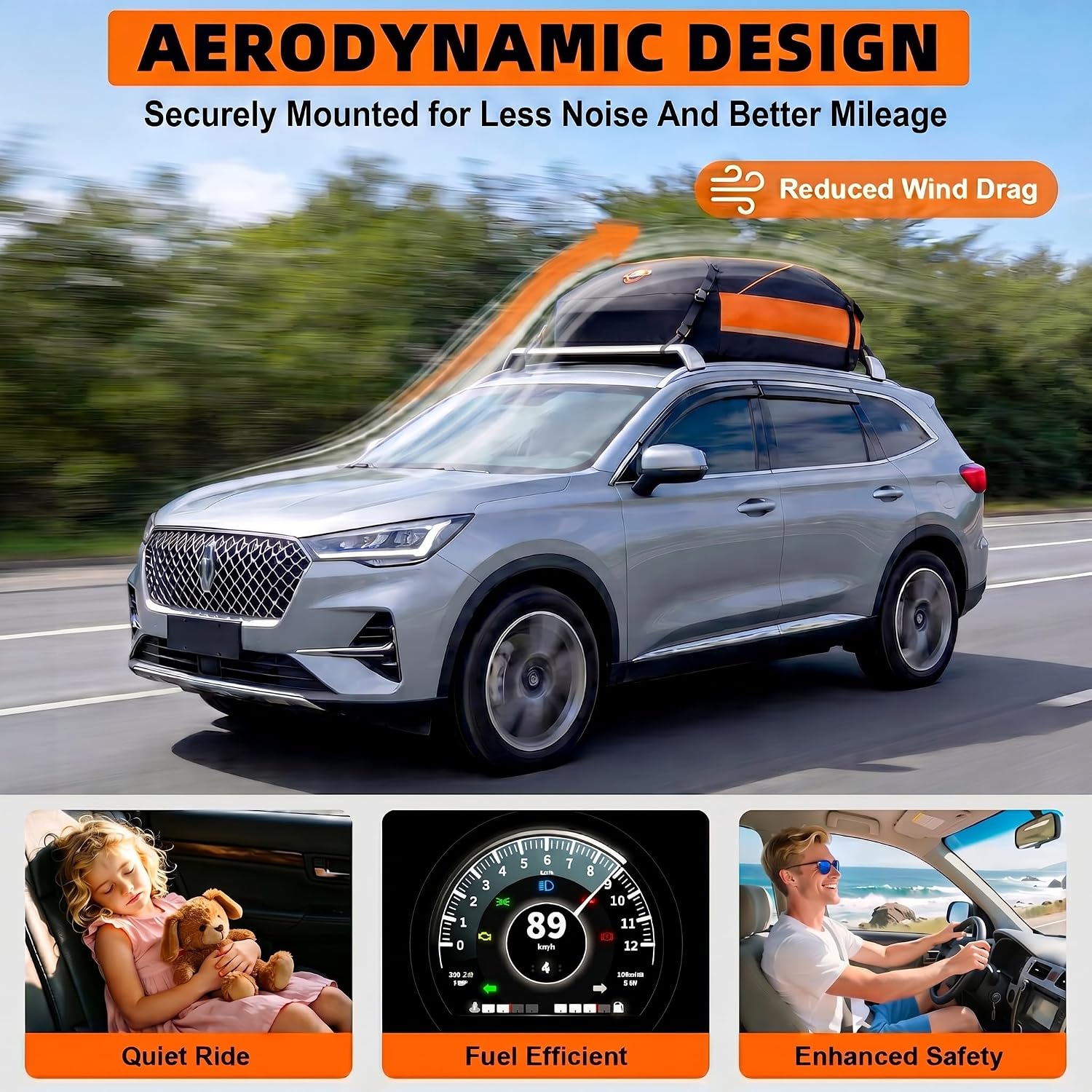 Sailnovo Aerodynamic Rooftop Cargo Carrier Bag, 20 Cubic Feet Waterproof | Fit Most Vehicles with/Without Rack, Hold Luggage for 4-6, Include Anti-Slip Mat, Storage Bag, Reinforced Straps & Lock