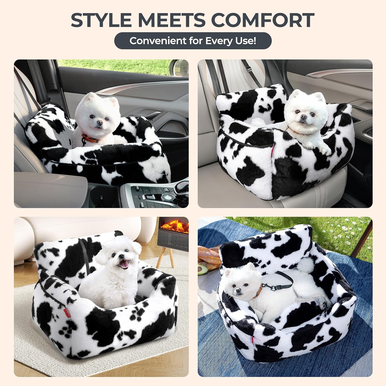 BurgeonNest Dog Car Seat for Small Dogs & Cats Under 25 lbs,Black