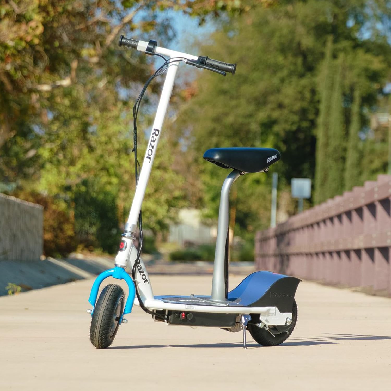 Razor E300S Seated Electric Scooter for Kids Ages 13+ - 9" Pneumatic Tires, Removable Seat, Up to 15 mph and 40 min of Ride Time