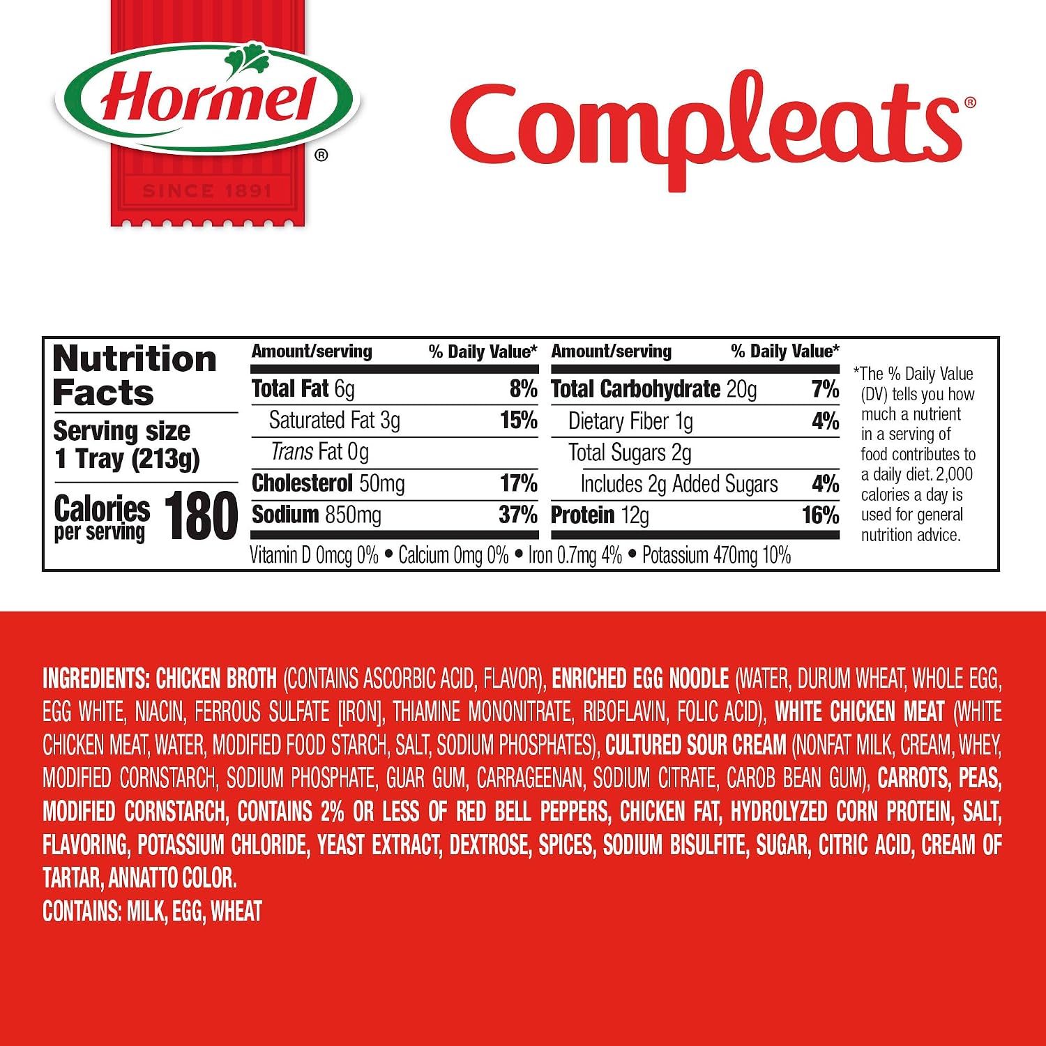 HORMEL COMPLEATS Chicken Alfredo Microwave Tray, 10 oz. (6 Pack)