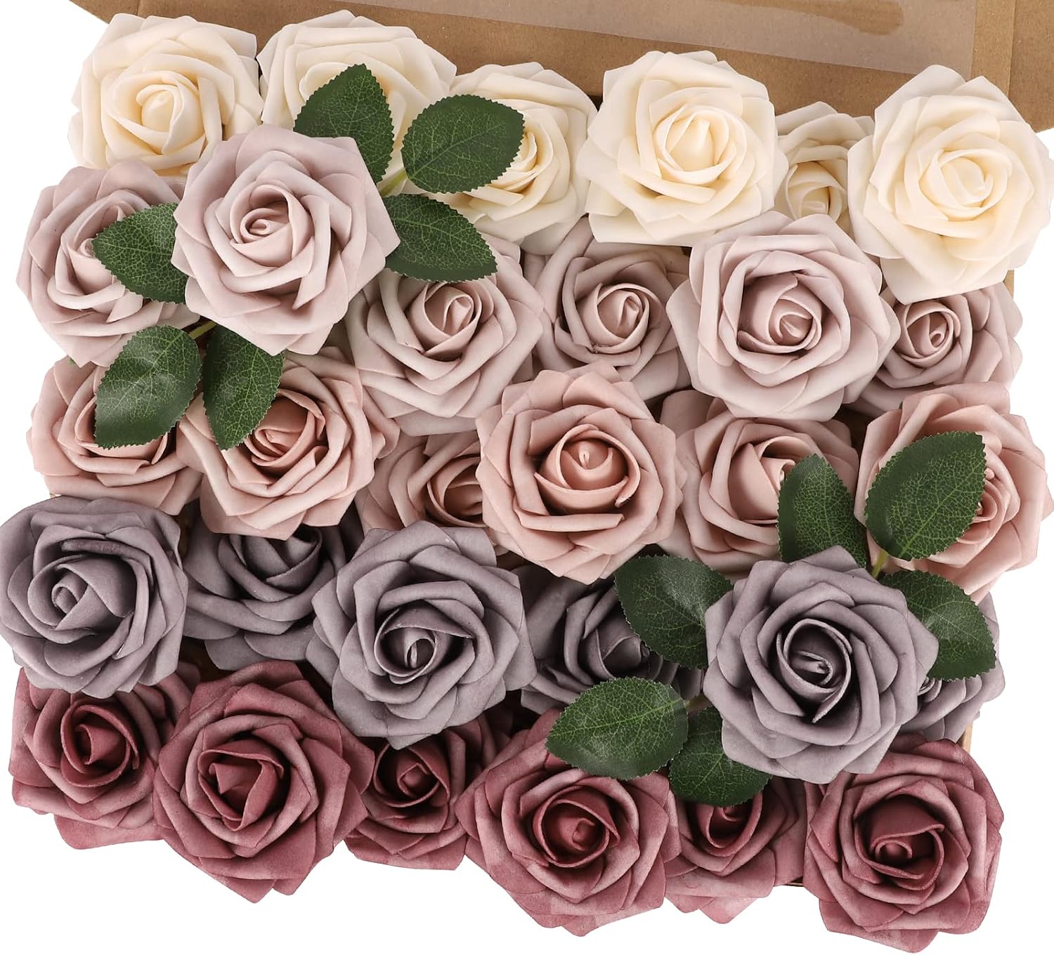 30PCS Yellow Artificial Flowers, Real Touch Fake Roses for Fall Decorations