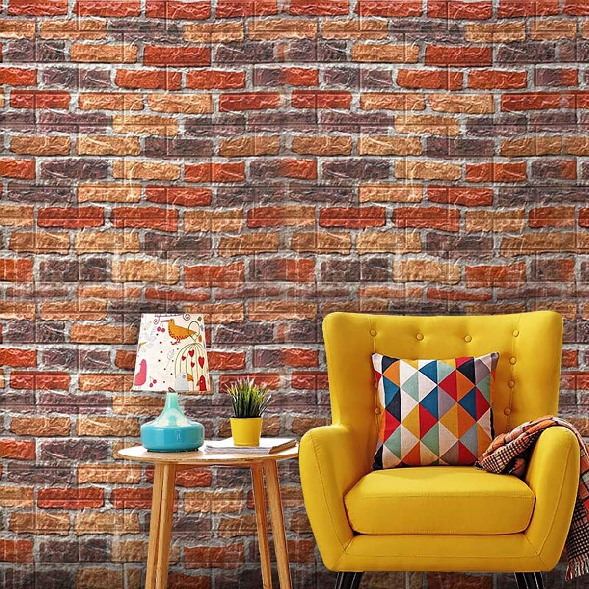 3D Self Adhesive Foam Wall Panels, 10 Tiles Cover 57 sq feet, Peel and Stick Brick Wallpaper for Living Room Bedroom Wall Decoration
