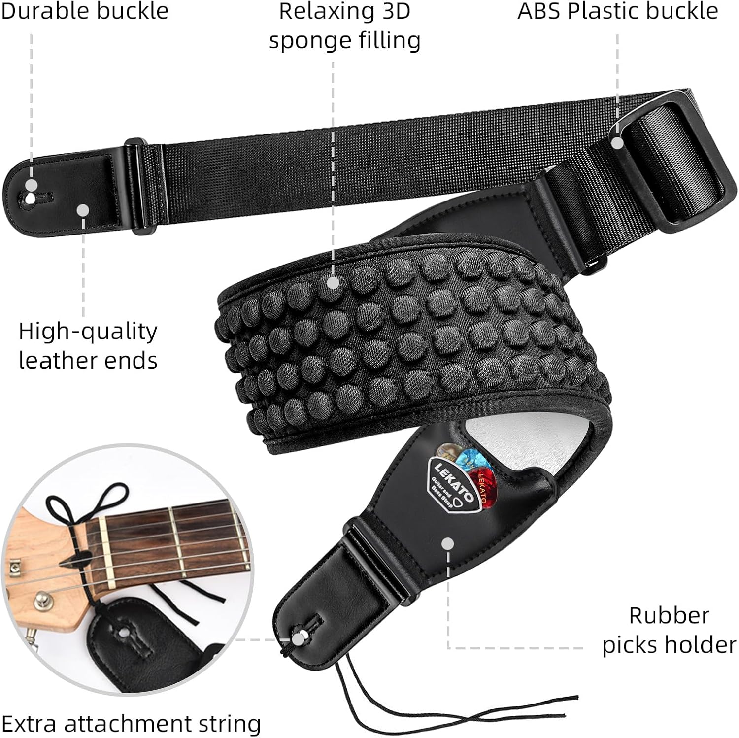 LEKATO Guitar Straps for Electric Guitar Bass