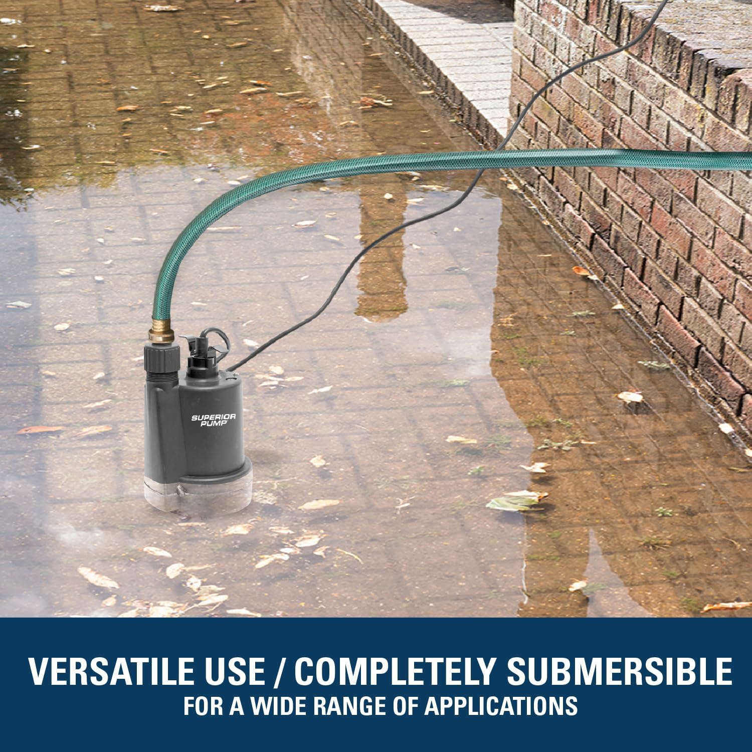 Superior Pump 91570 3300GPH Thermoplastic Submersible Utility Pump with 10-Foot Cord, 1/2 HP