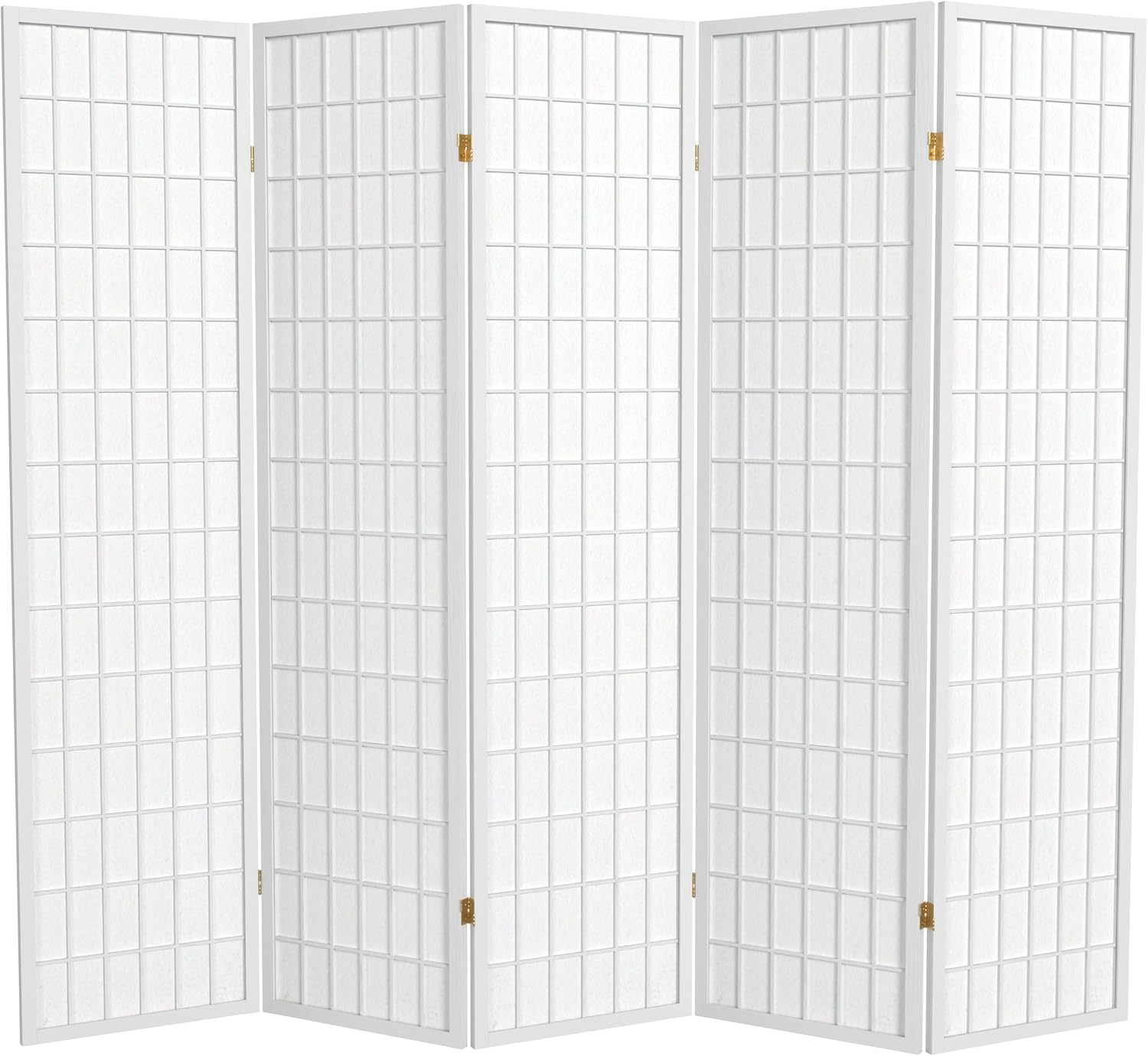 Red Lantern 6 ft. Tall Window Pane Shoji Screen - Walnut - 5 Panels