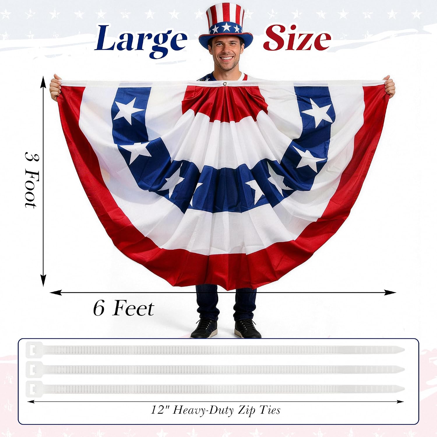 HOOSUN 4th Of July Decorations, American Flag Bunting for Outside, 3x6 Ft Fourth of July Bunting Patriotic Memorial Day Decor
