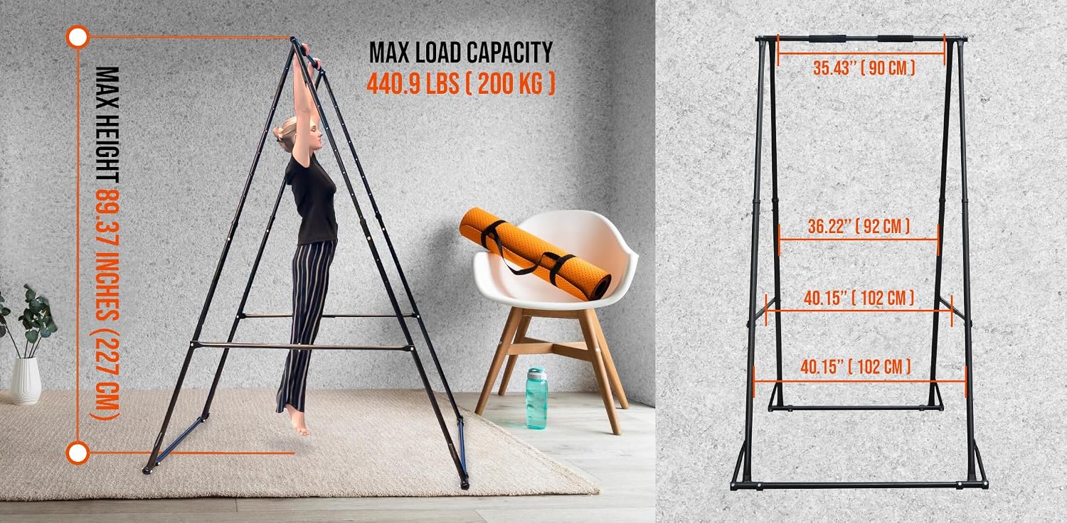KHANH TRINH Foldable Pull Up Bar Stable Gymnastics Equipment Portable Aerial Yoga Stand Durable Frame For Hammock Chair