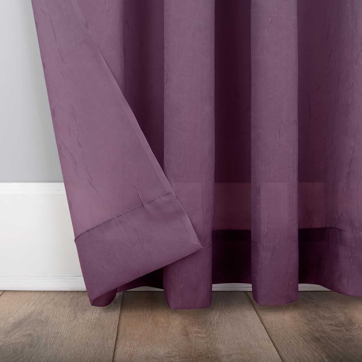 No. 918 Erica Crushed Sheer Voile Rod Pocket Curtain Panel, 51" x 108", Eggshell Off-White