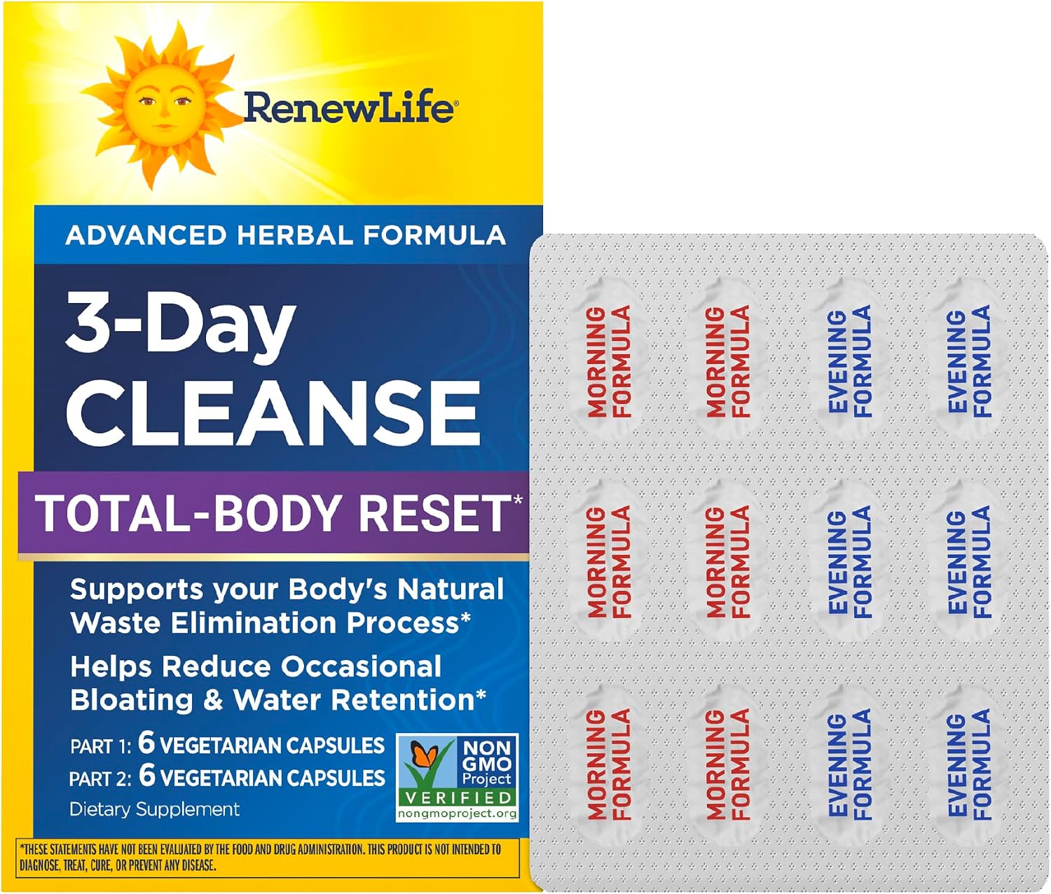 Renew Life 3 Day Cleanse | Total Body Reset | With Milk Thistle & Turmeric for Liver Health | Advanced Herbal Formula | Dairy, Soy