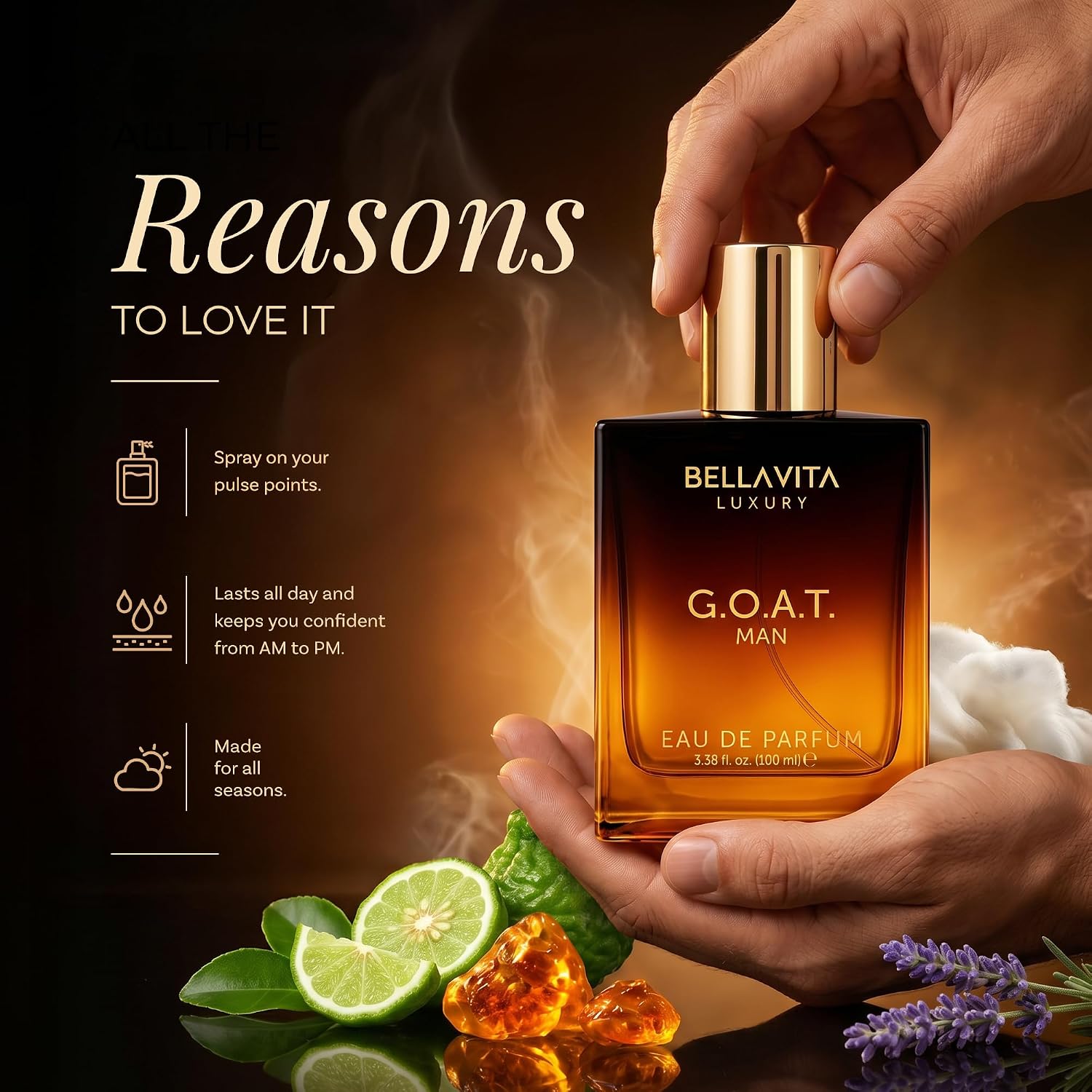 Bellavita Luxury CEO MAN Eau de Parfum | 100 ml (3.4 fl.oz.) | Perfume for Men | Mandarin, Lemon, Lavender