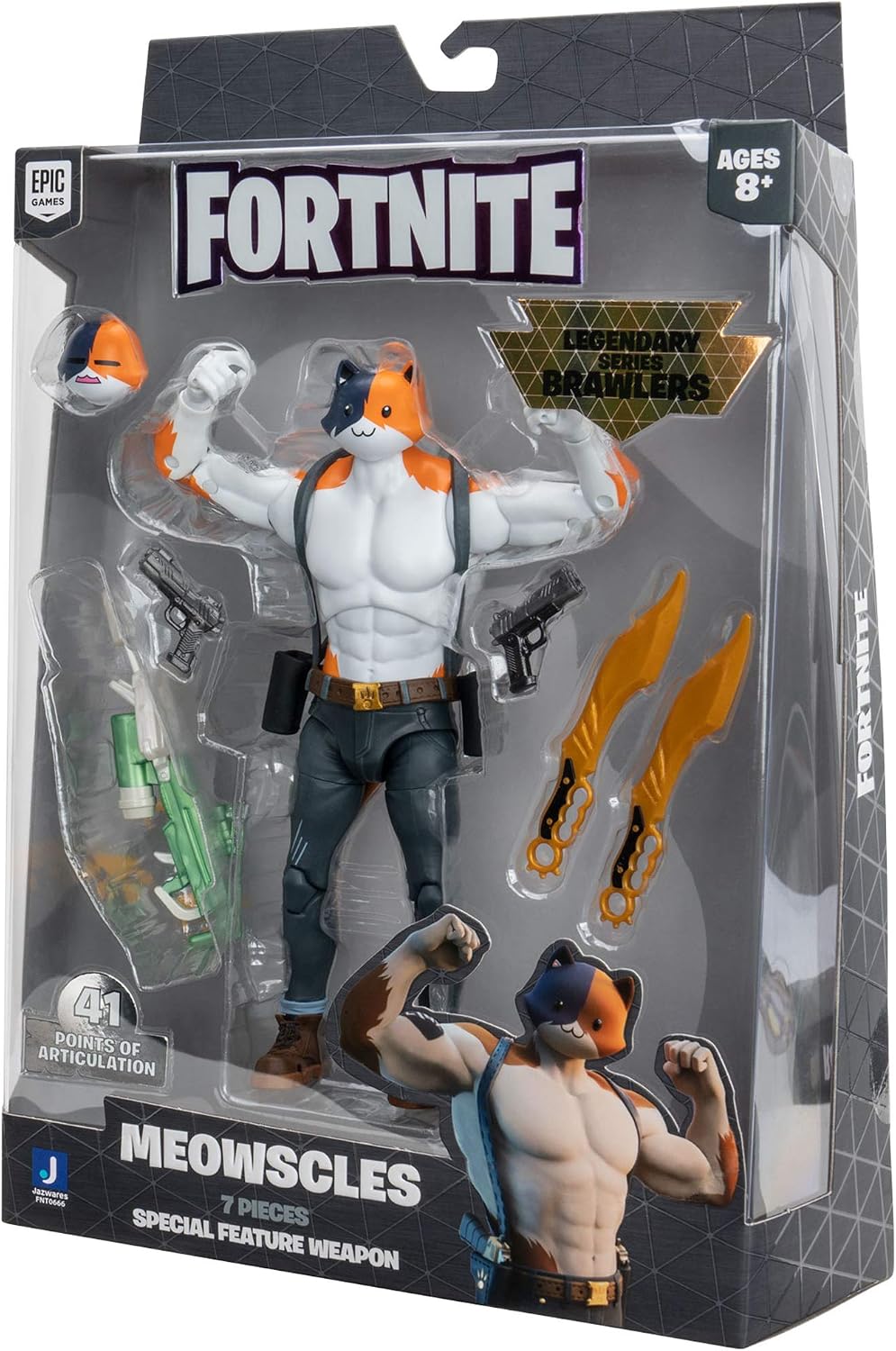 Fortnite Legendary Series Brawlers, 1 Figure Pack - 7 Inch Meowscles Action Figure, Plus Accessories