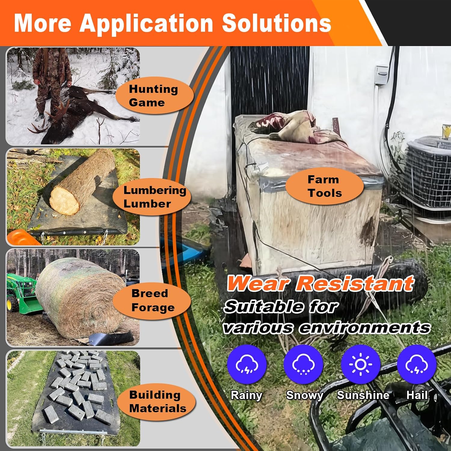 Bayattoo Heavy Duty Drag Sled Mat-Thickened Tear-Resistant HDPE with Pull Cables, Portable Yard, Hunting & Construction Hauler