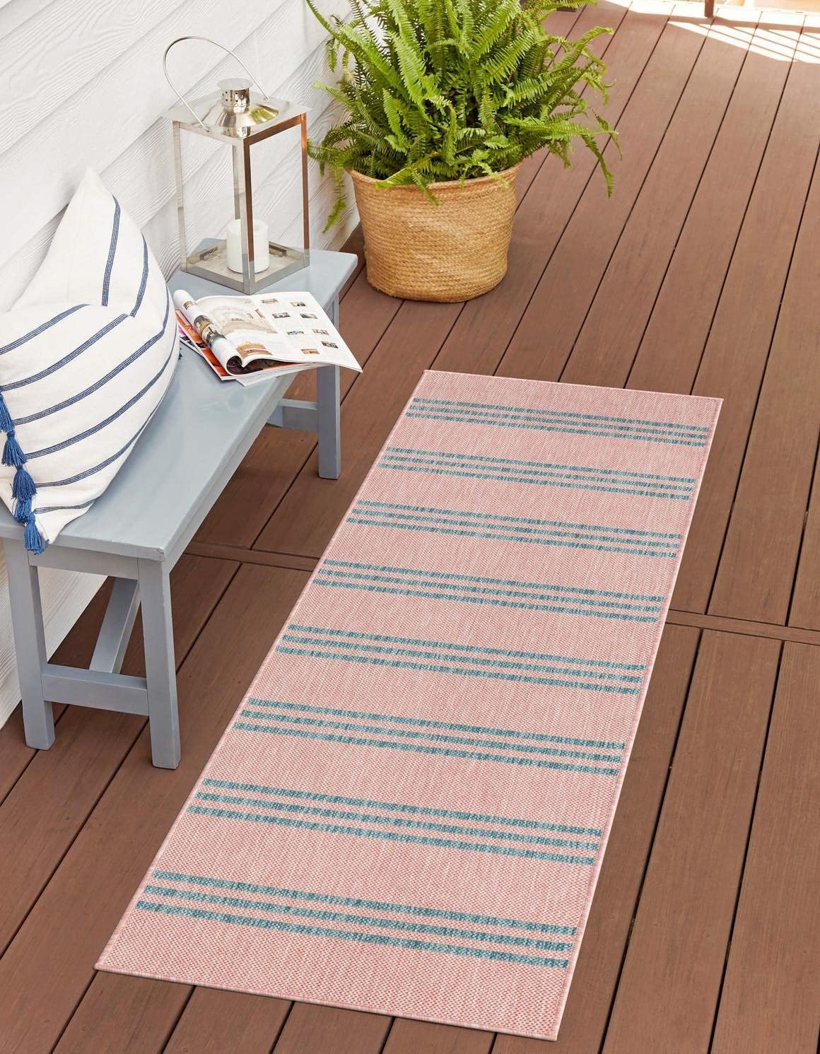 Unique Loom Outdoor Collection Area Rug - Anguilla (9' x 12' Rectangle, Blue/ Ivory)